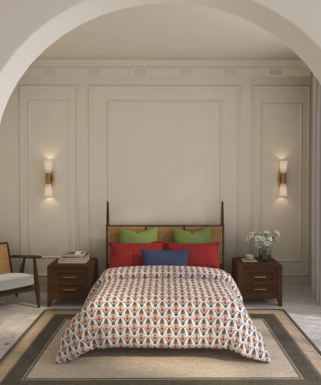 Home Essential  Suzani King Bedsheet, Bhar|144TC Cotton| 2 Pillow Covers