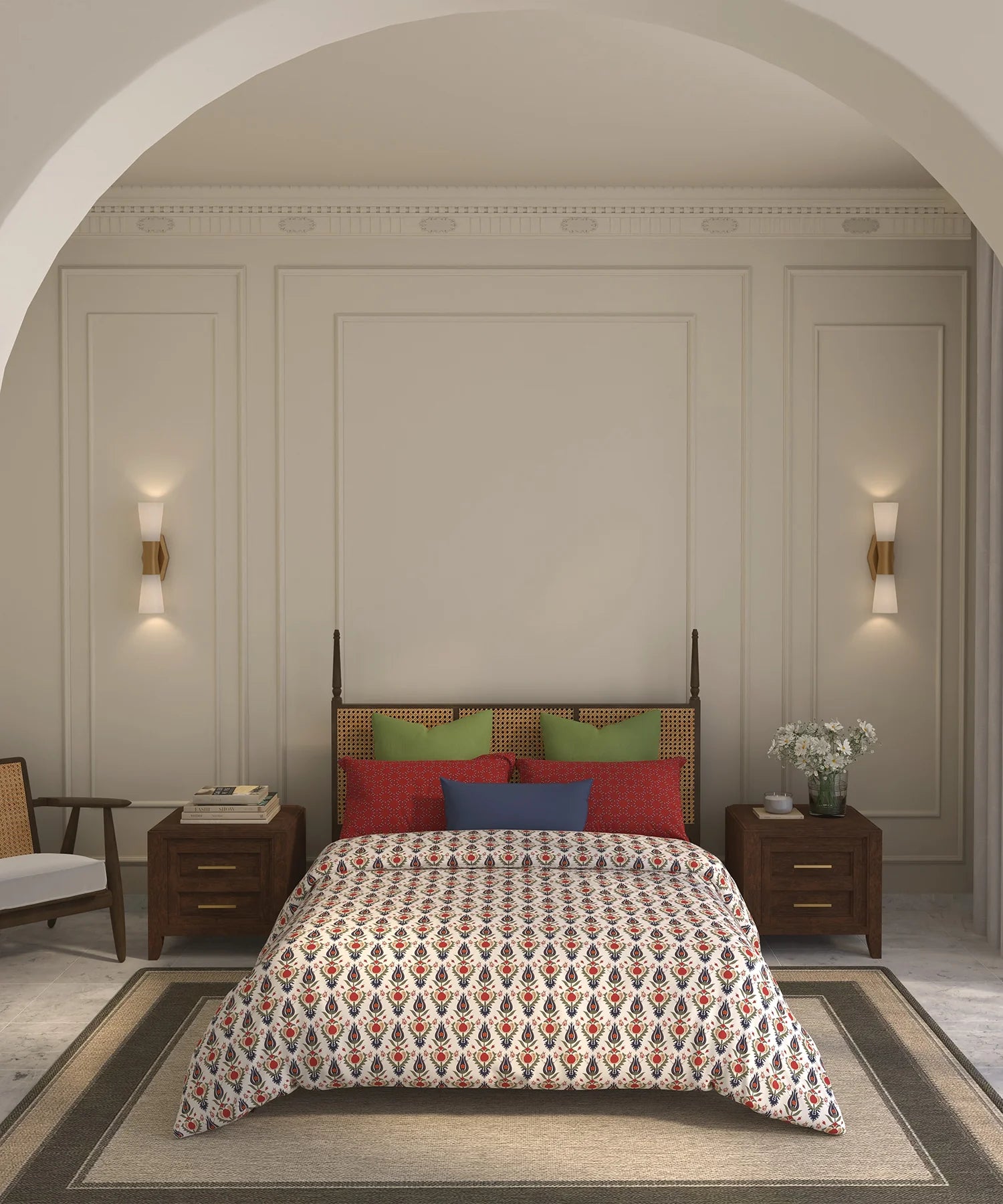 Home Essential  Suzani King Bedsheet, Bhar|144TC Cotton| 2 Pillow Covers