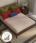 Home Essential Suzani King Fitted Bedsheet Set, Bahar|144 TC Cotton| 2 Pillow Covers