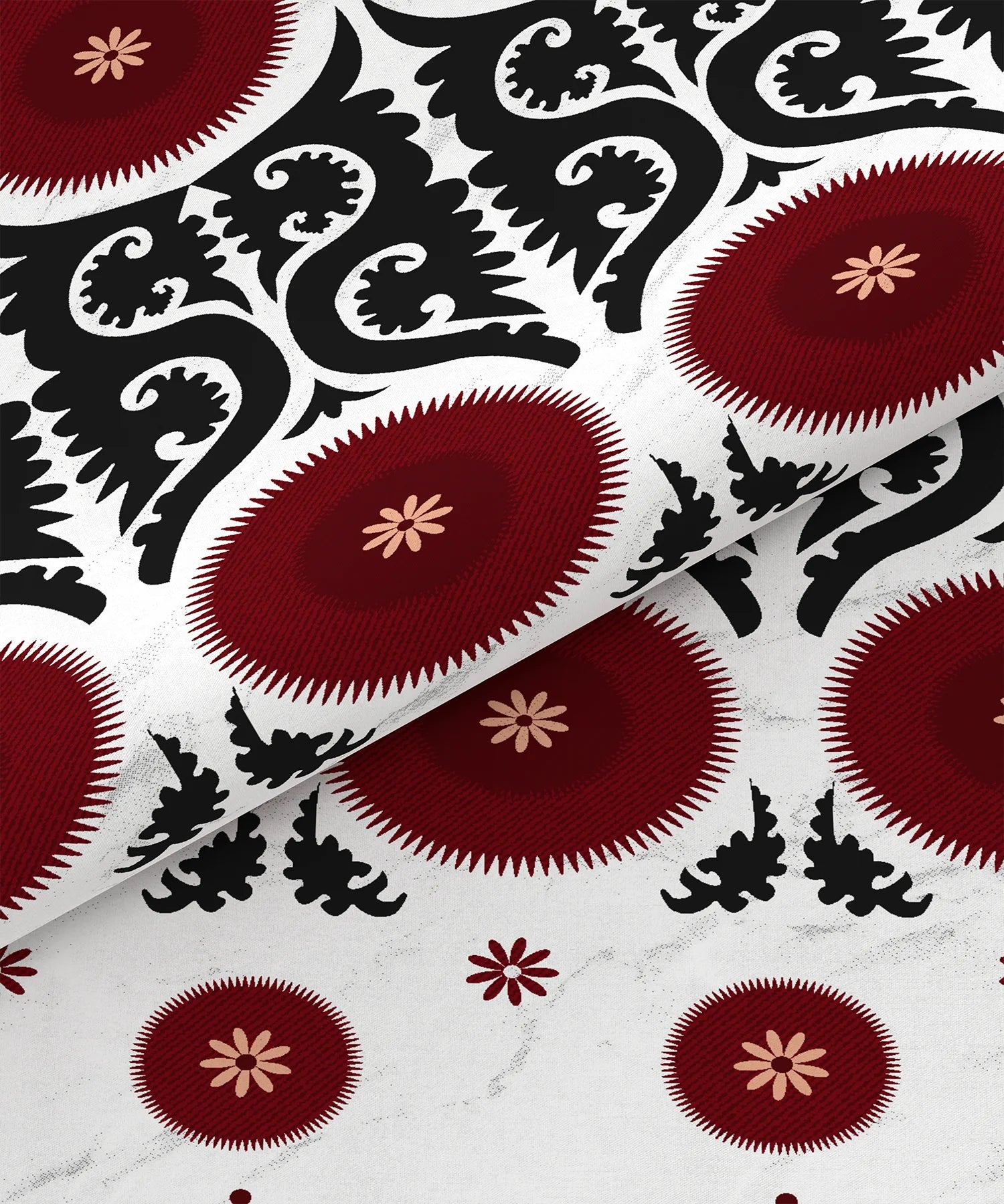 Home Essential Suzani King Fitted Bedsheet Set, Chaand Bagh|144 TC Cotton| 2 Pillow Covers