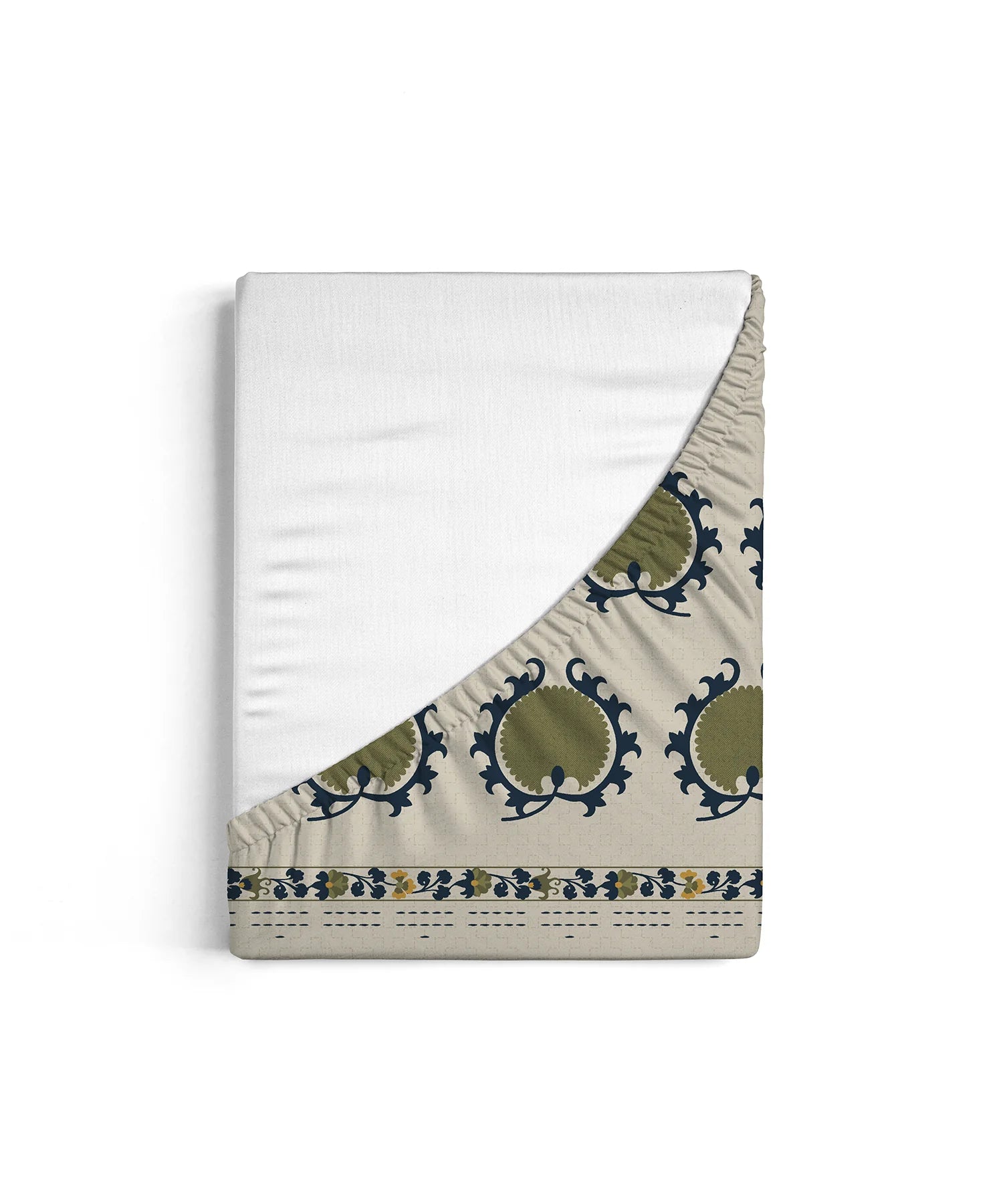 Home Essential Suzani King Fitted Bedsheet Set, Nagma|144 TC Cotton| 2 Pillow Covers