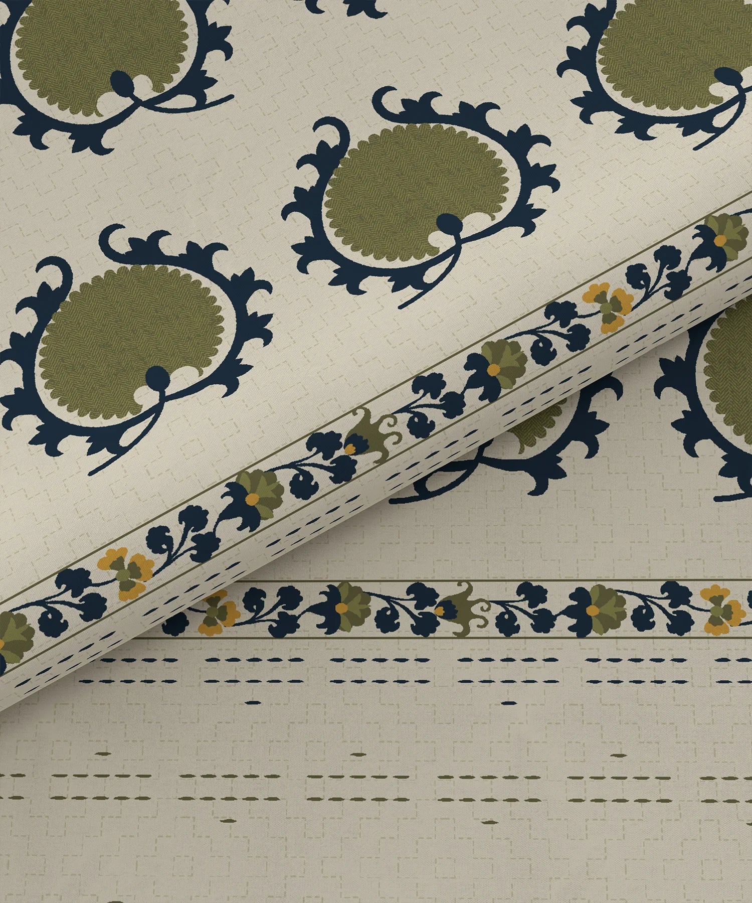 Home Essential Suzani King Fitted Bedsheet Set, Nagma|144 TC Cotton| 2 Pillow Covers