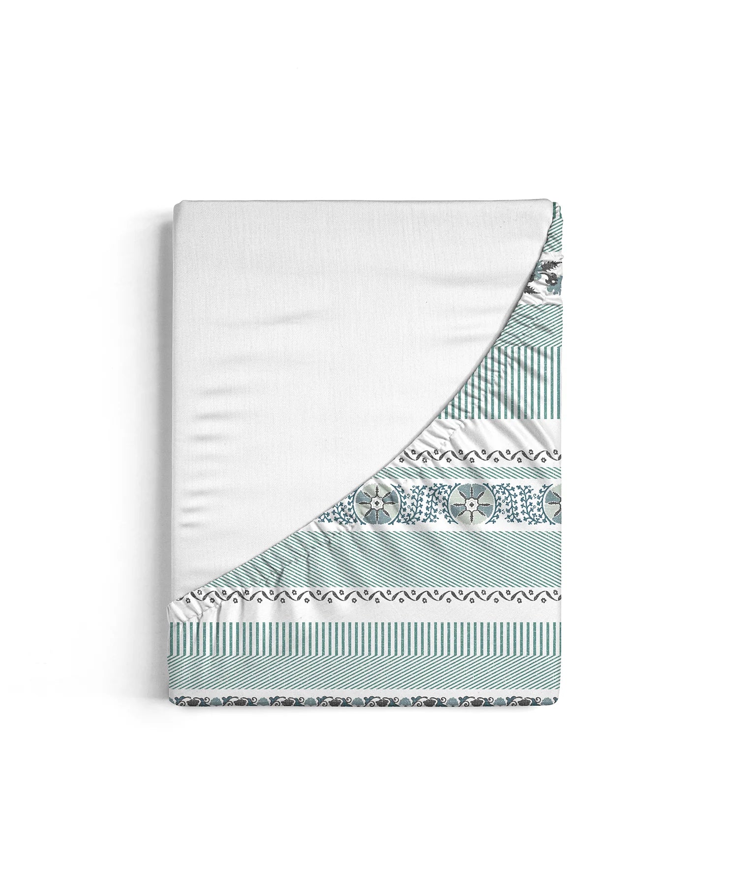 Home Essential Suzani King Fitted Bedsheet Set, Naqsh|144 TC Cotton| 2 Pillow Covers