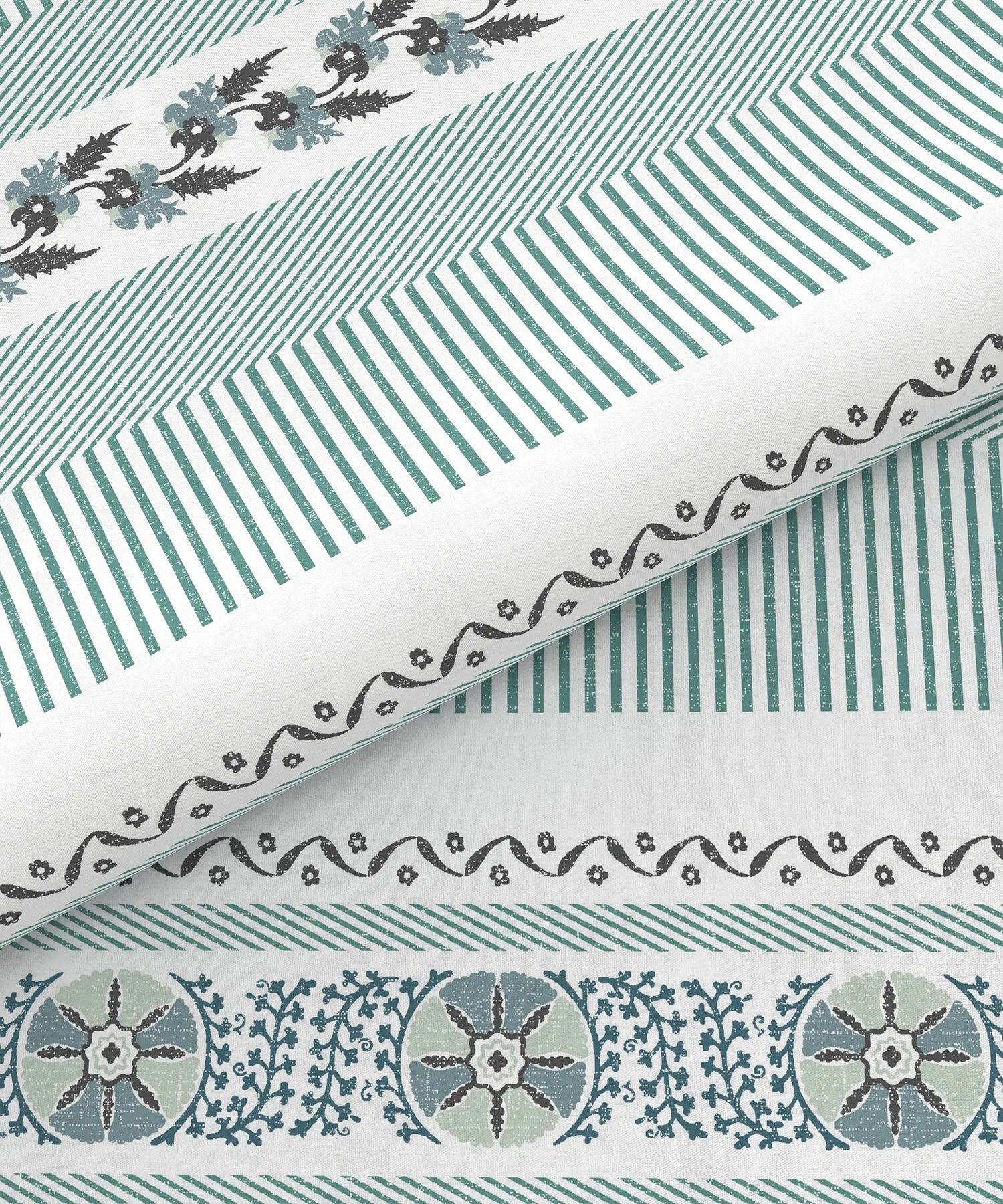 Home Essential Suzani King Fitted Bedsheet Set, Naqsh|144 TC Cotton| 2 Pillow Covers
