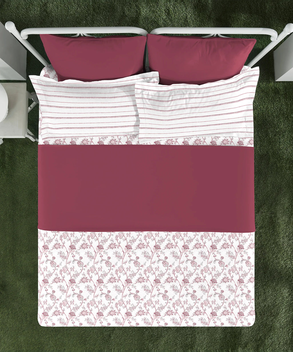 Aroma King Bedsheet Set, Strawberry Botanic Muse|180 TC Cotton|2 Pillow Covers