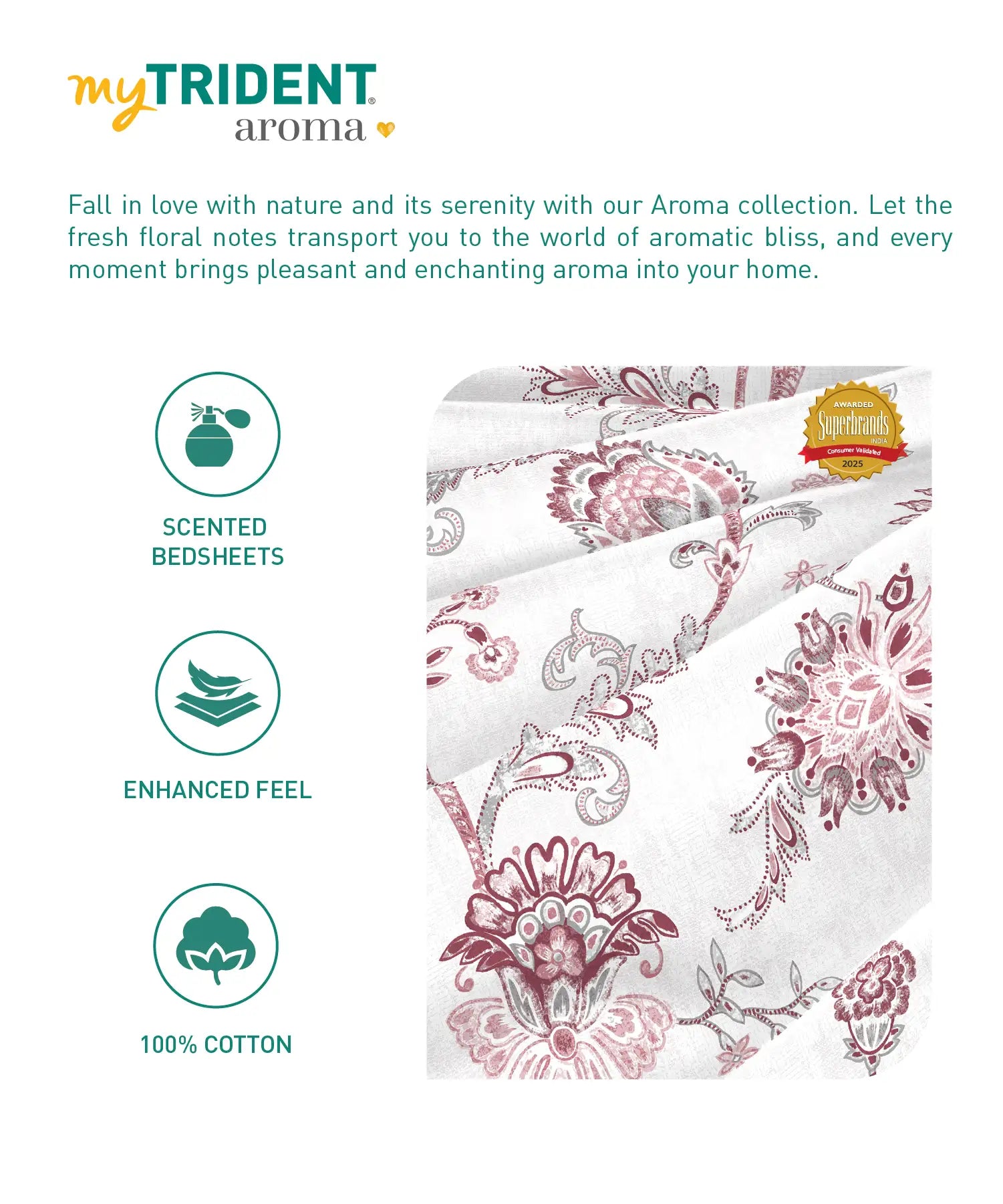 Aroma King Bedsheet Set, Strawberry Botanic Muse|180 TC Cotton|2 Pillow Covers