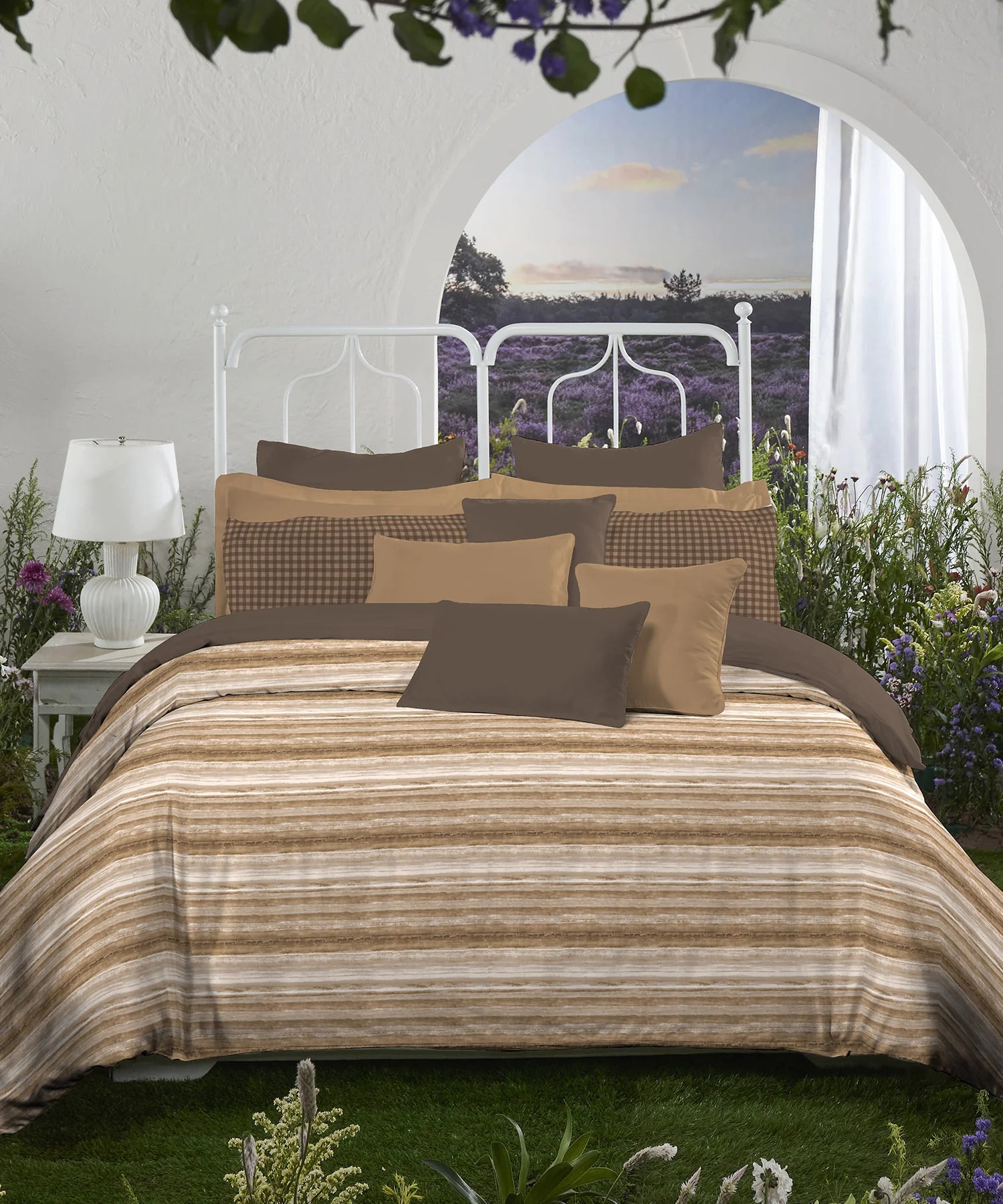Aroma King Bedsheet Set, Sandalwood Ash|180 TC Cotton|2 Pillow Covers