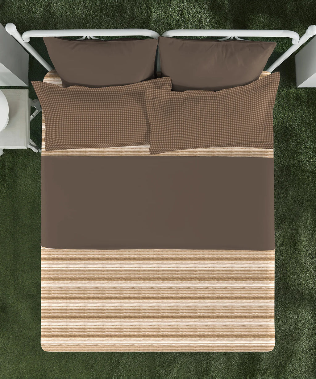 Aroma King Bedsheet Set, Sandalwood Ash|180 TC Cotton|2 Pillow Covers