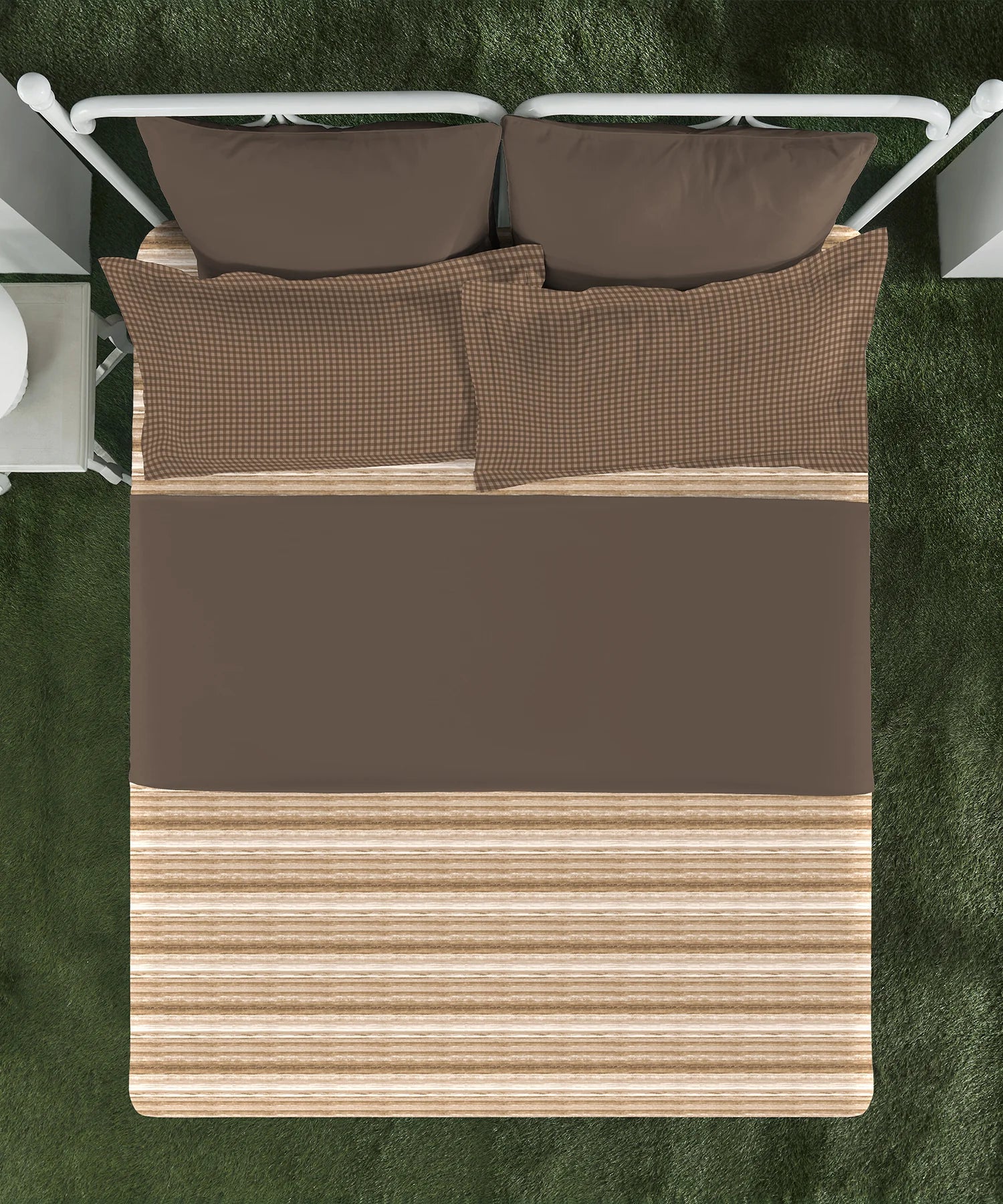 Aroma King Bedsheet Set, Sandalwood Ash|180 TC Cotton|2 Pillow Covers