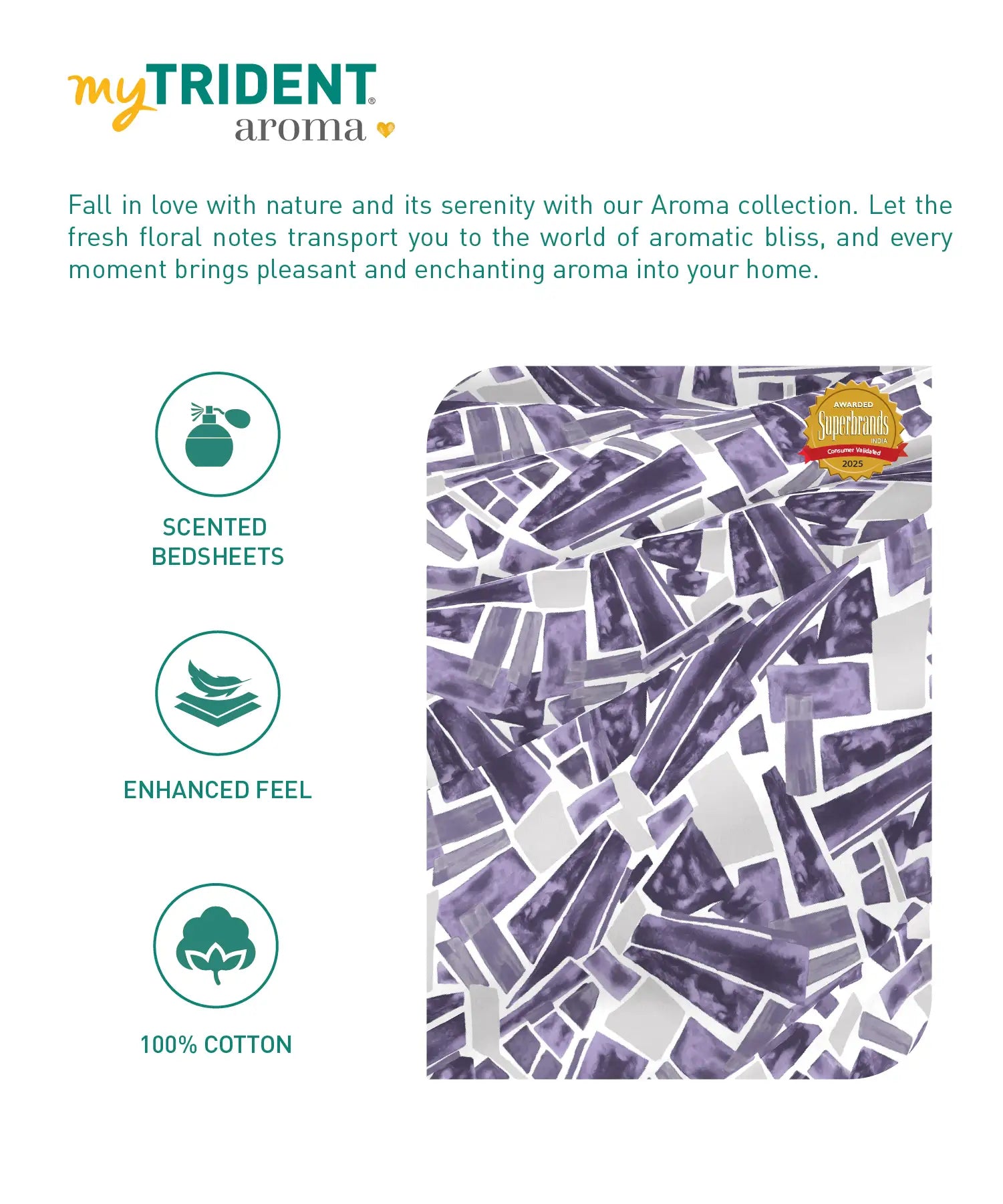 Aroma King Bedsheet Set, Lavender Periwinkle|180 TC Cotton|2 Pillow Covers