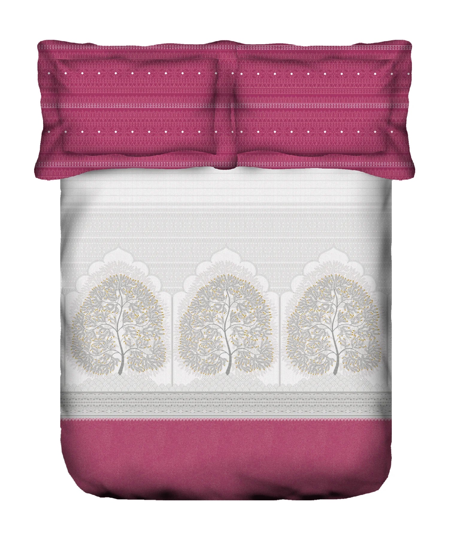 Sanskriti King Bedsheet Gift Set, Gond Art Pink| 180 TC Cotton| 2 Pillow Covers