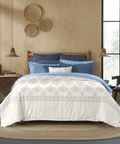 Sanskriti King Bedsheet Gift Set, Kantha Blue| 180 TC Cotton| 2 Pillow Covers