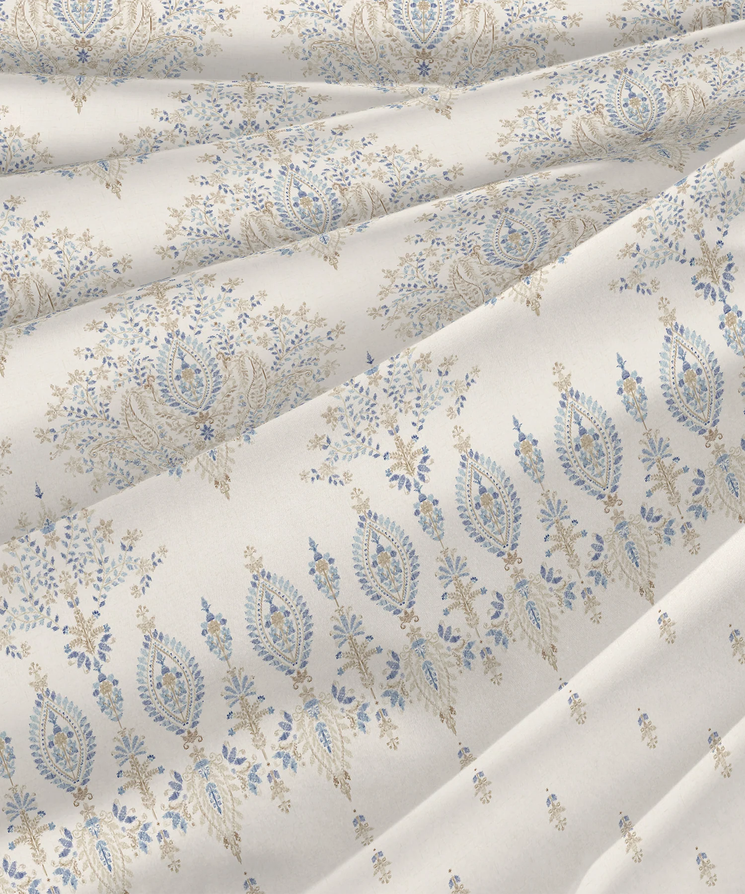 Sanskriti King Bedsheet Gift Set, Kantha Blue| 180 TC Cotton| 2 Pillow Covers