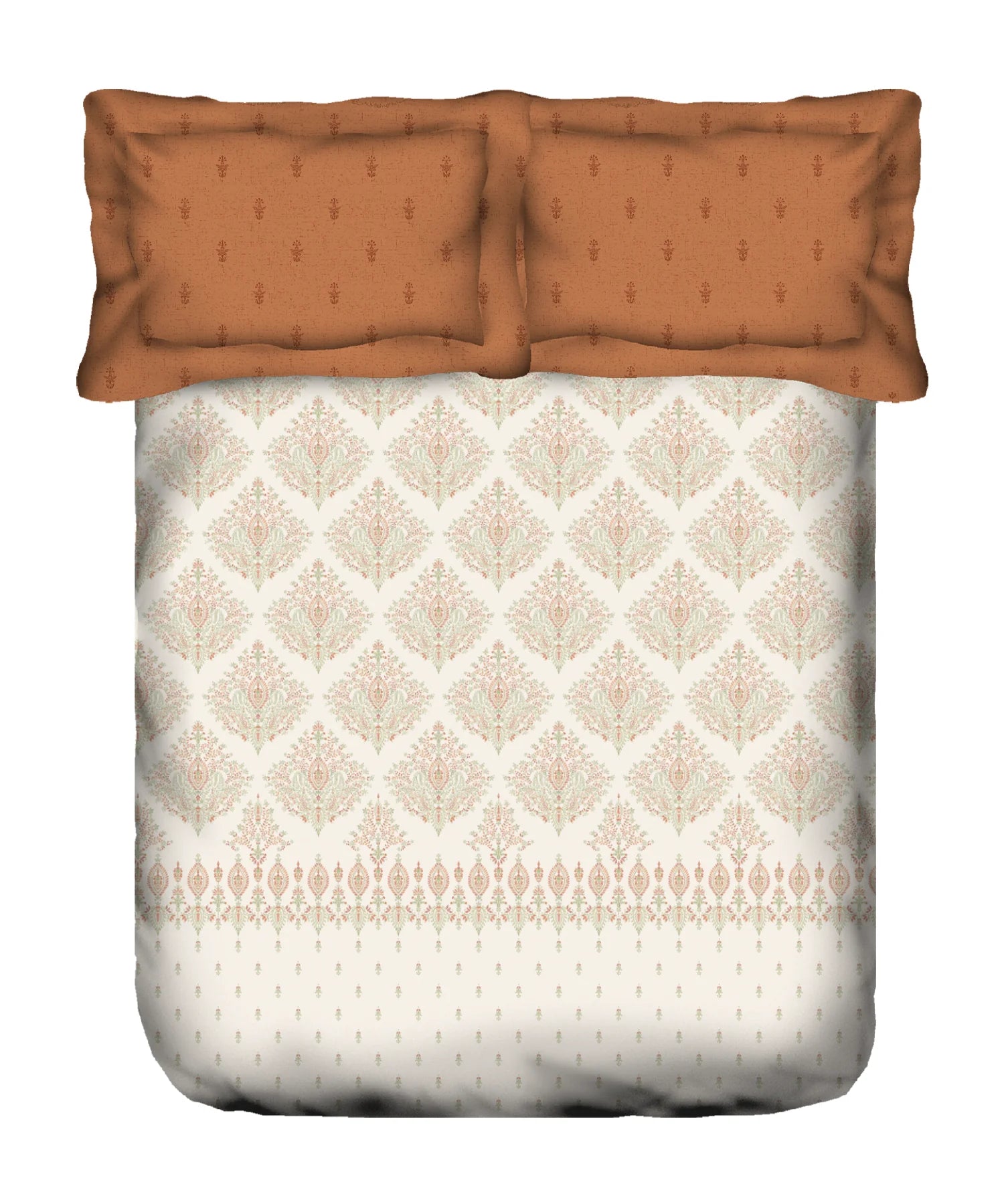 Sanskriti King Bedsheet Gift Set, Kantha Orange| 180 TC Cotton| 2 Pillow Covers