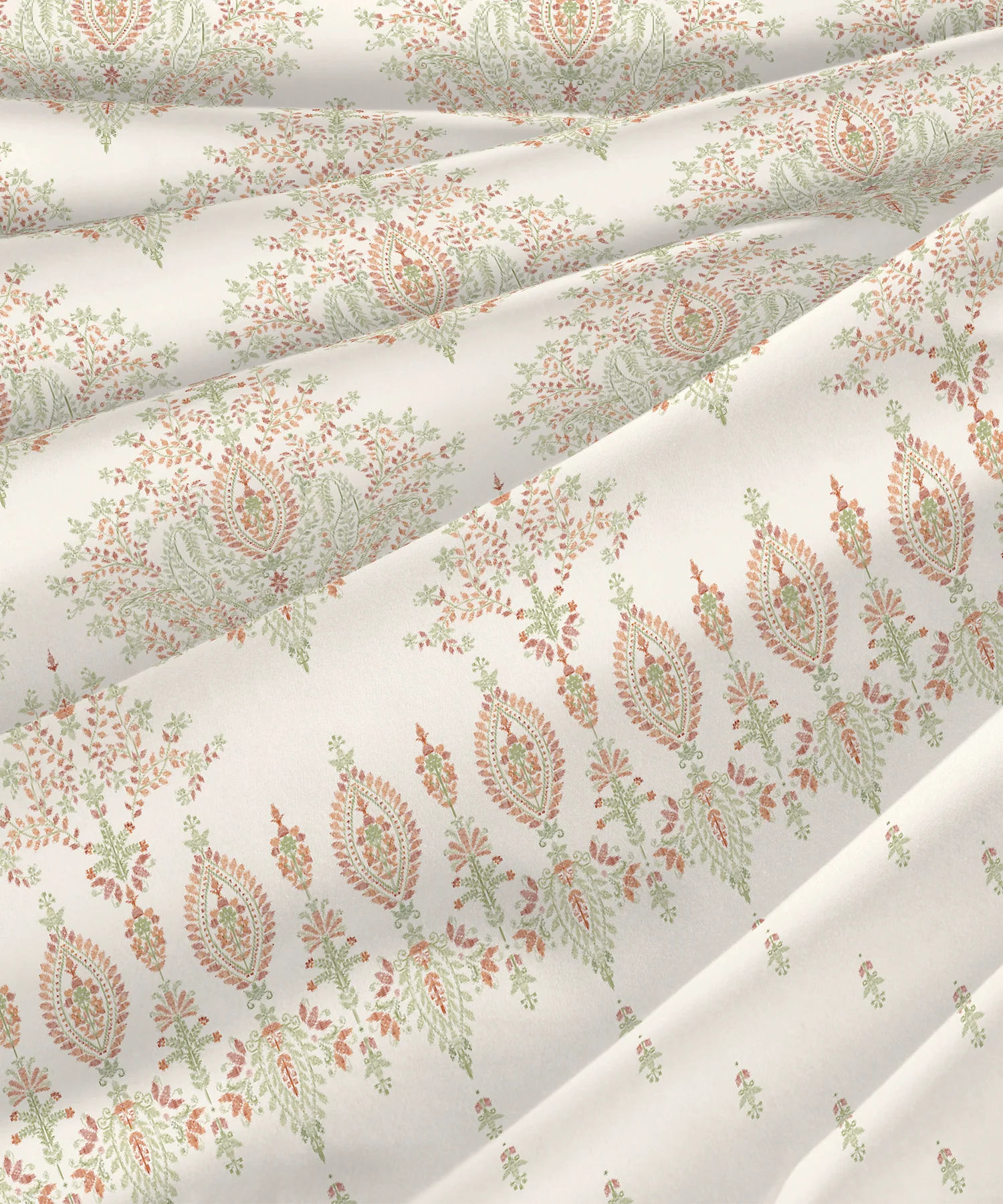 Sanskriti King Bedsheet Gift Set, Kantha Orange| 180 TC Cotton| 2 Pillow Covers