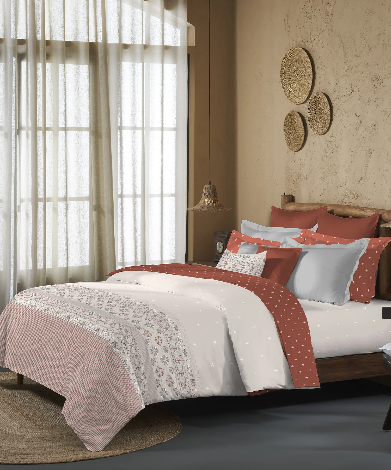 Sanskriti King Bedsheet Gift Set, Kasuti Grey| 180 TC Cotton| 2 Pillow Covers
