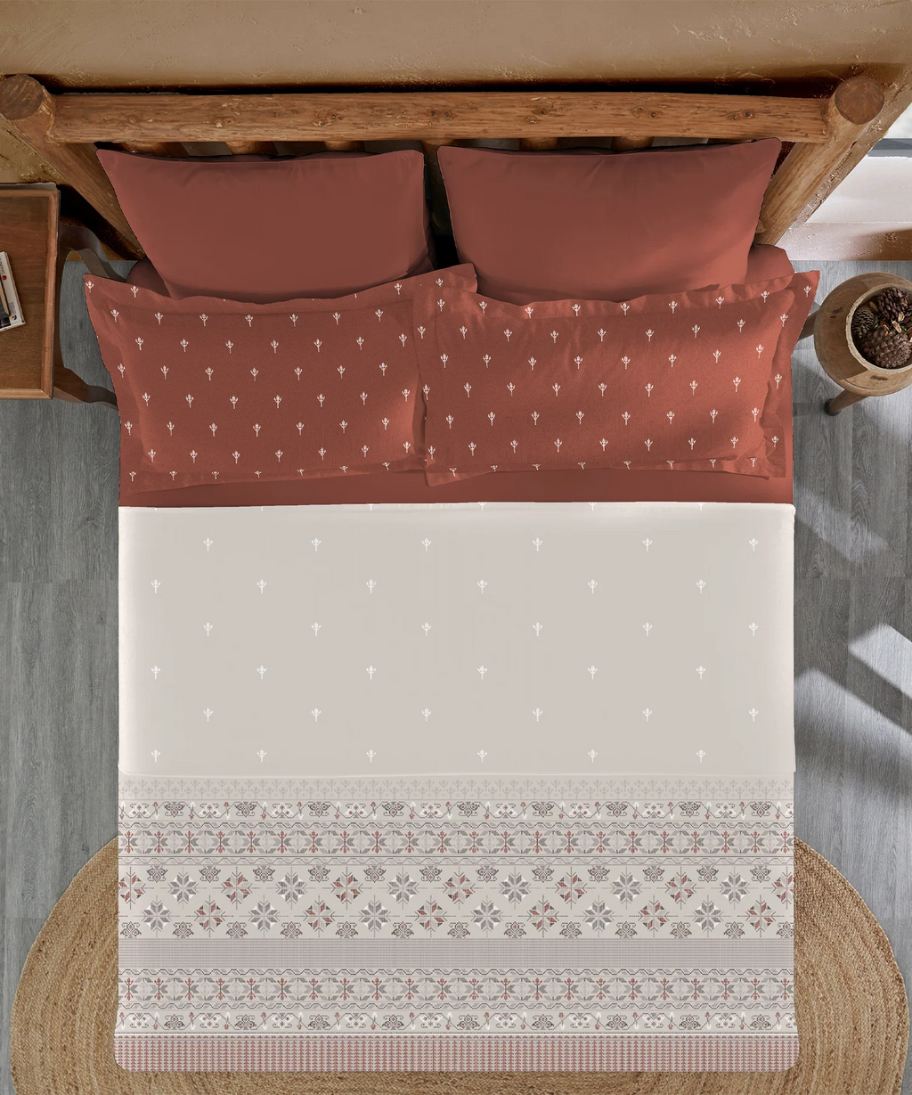 Sanskriti King Bedsheet Gift Set, Kasuti Grey| 180 TC Cotton| 2 Pillow Covers