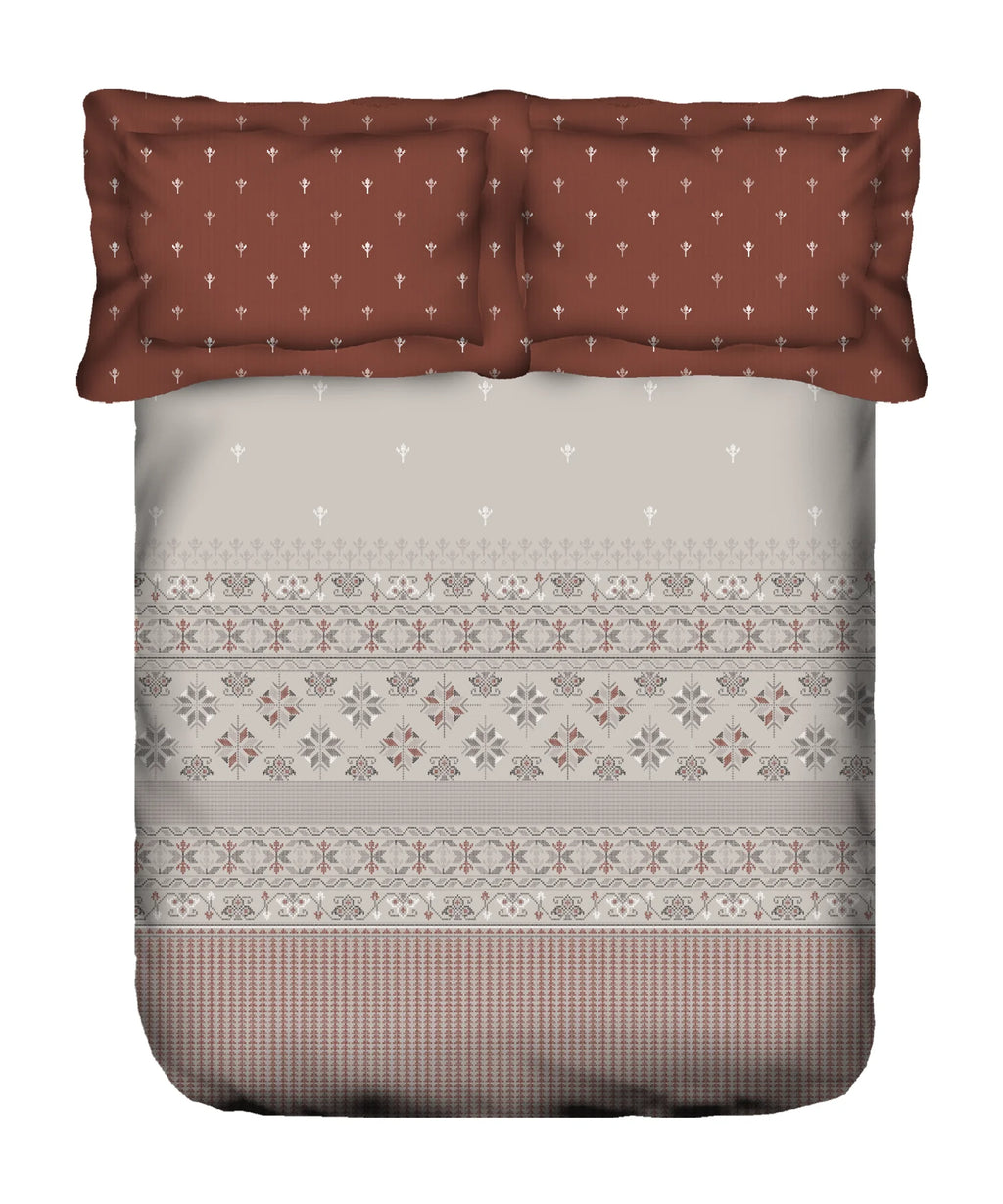 Sanskriti King Bedsheet Gift Set, Kasuti Grey| 180 TC Cotton| 2 Pillow Covers