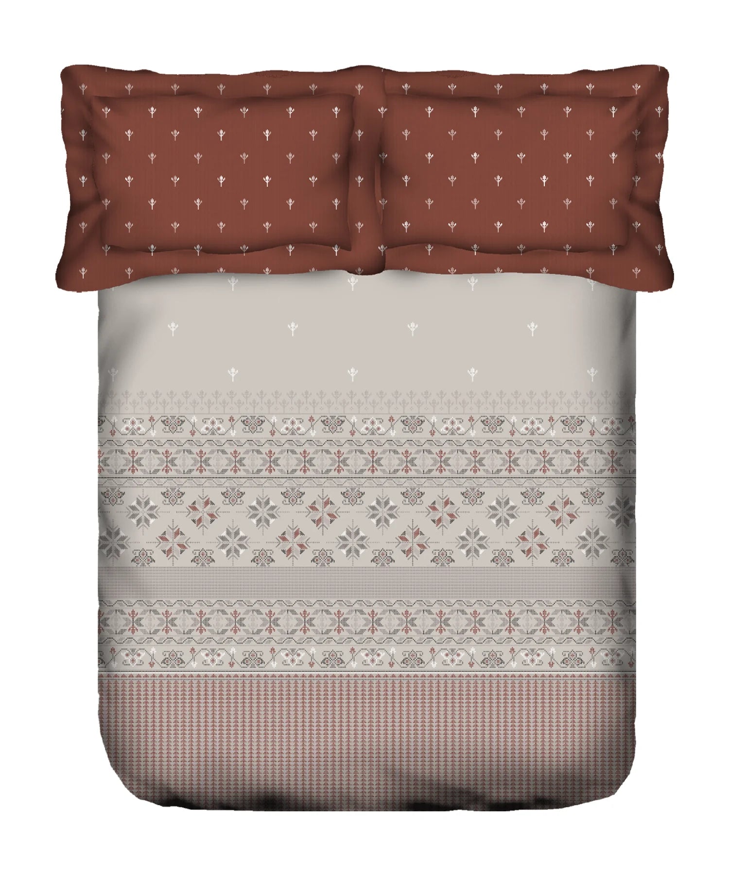 Sanskriti King Bedsheet Gift Set, Kasuti Grey| 180 TC Cotton| 2 Pillow Covers