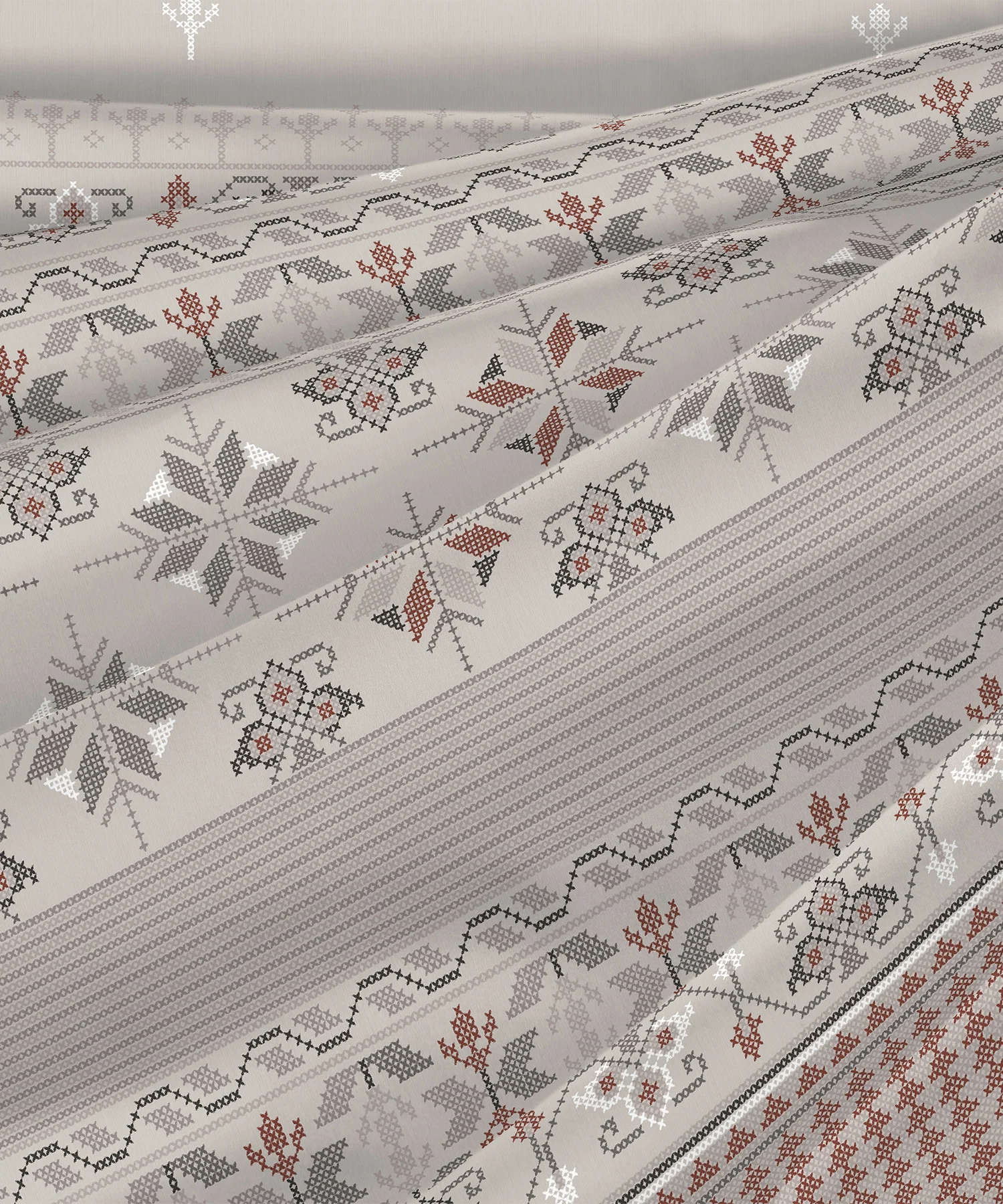 Sanskriti King Bedsheet Gift Set, Kasuti Grey| 180 TC Cotton| 2 Pillow Covers
