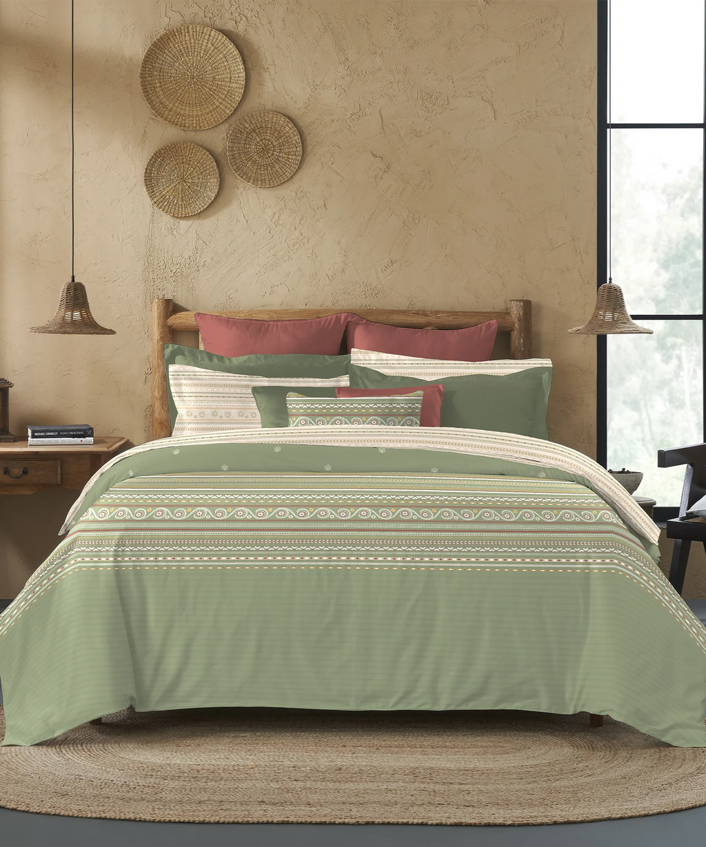 Sanskriti King Bedsheet Gift Set, Rogan Art Olive | 180 TC Cotton| 2 Pillow Covers