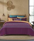 Sanskriti King Bedsheet Gift Set, Rogan Art Plum| 180 TC Cotton| 2 Pillow Covers