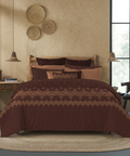 Sanskriti King Bedsheet Gift Set, Phulkari Brown| 180 TC Cotton| 2 Pillow Covers