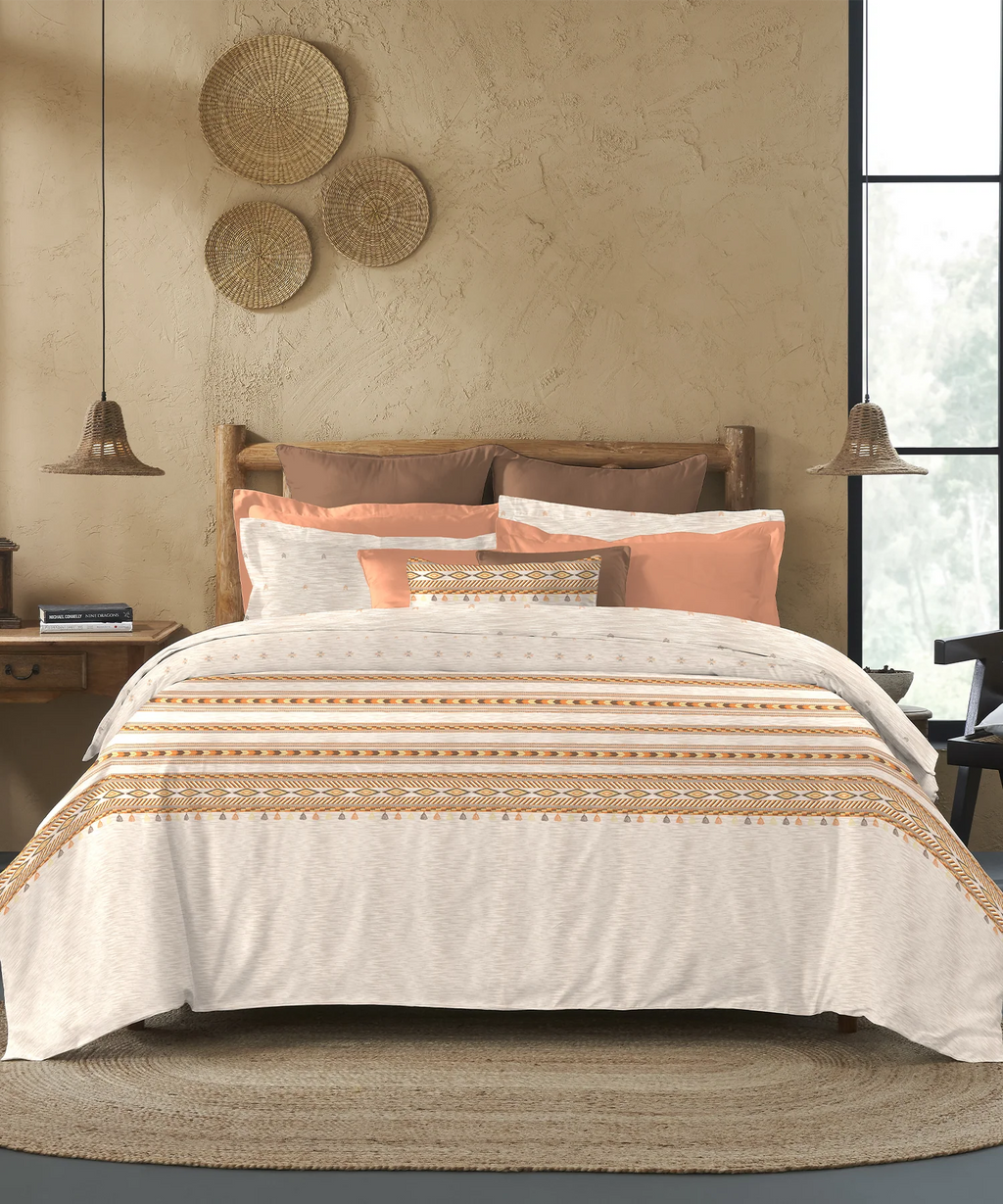 Sanskriti King Bedsheet Gift Set,  Kullu Shawl Beige| 180 TC Cotton| 2 Pillow Covers