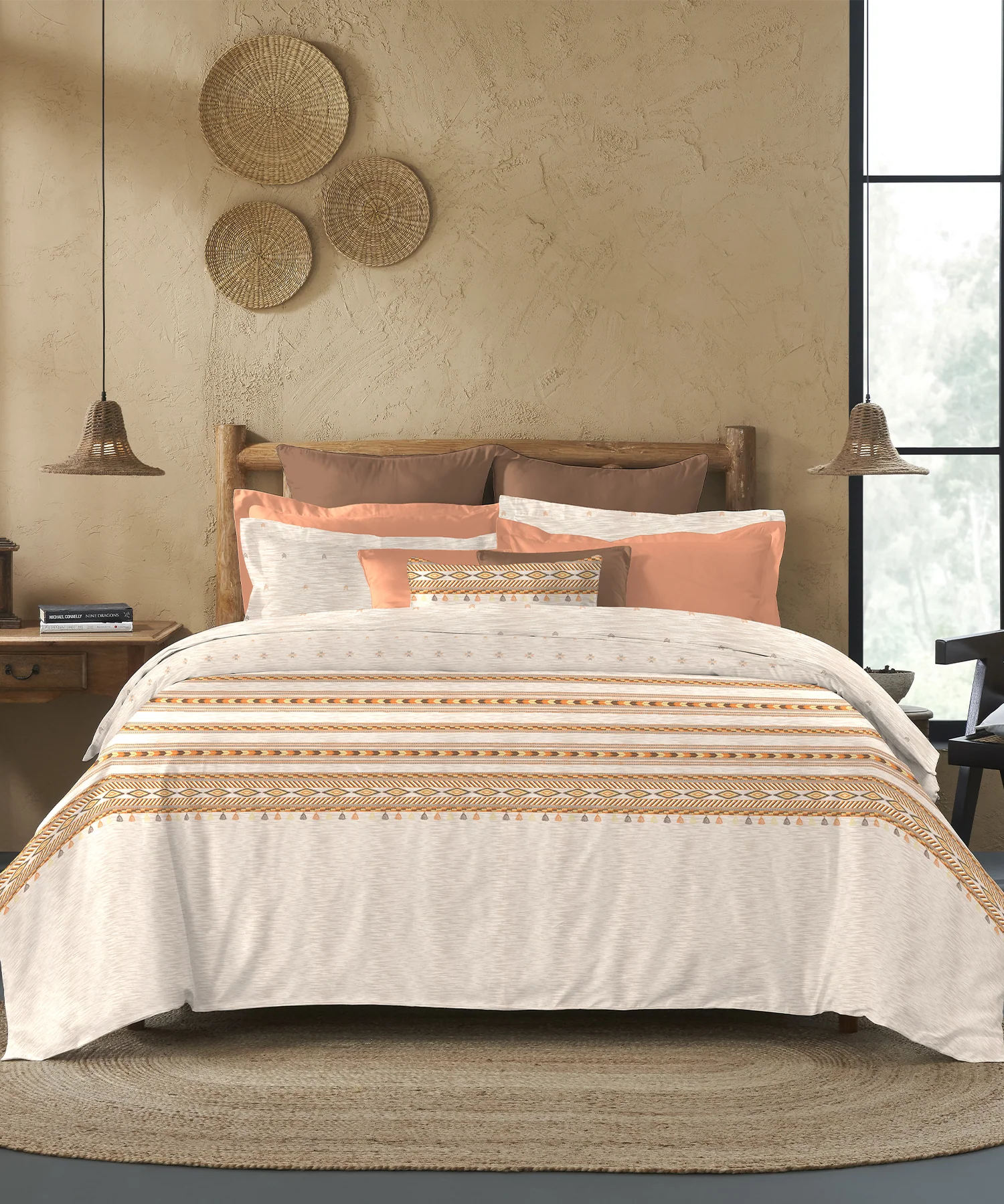 Sanskriti King Bedsheet Gift Set,  Kullu Shawl Beige| 180 TC Cotton| 2 Pillow Covers