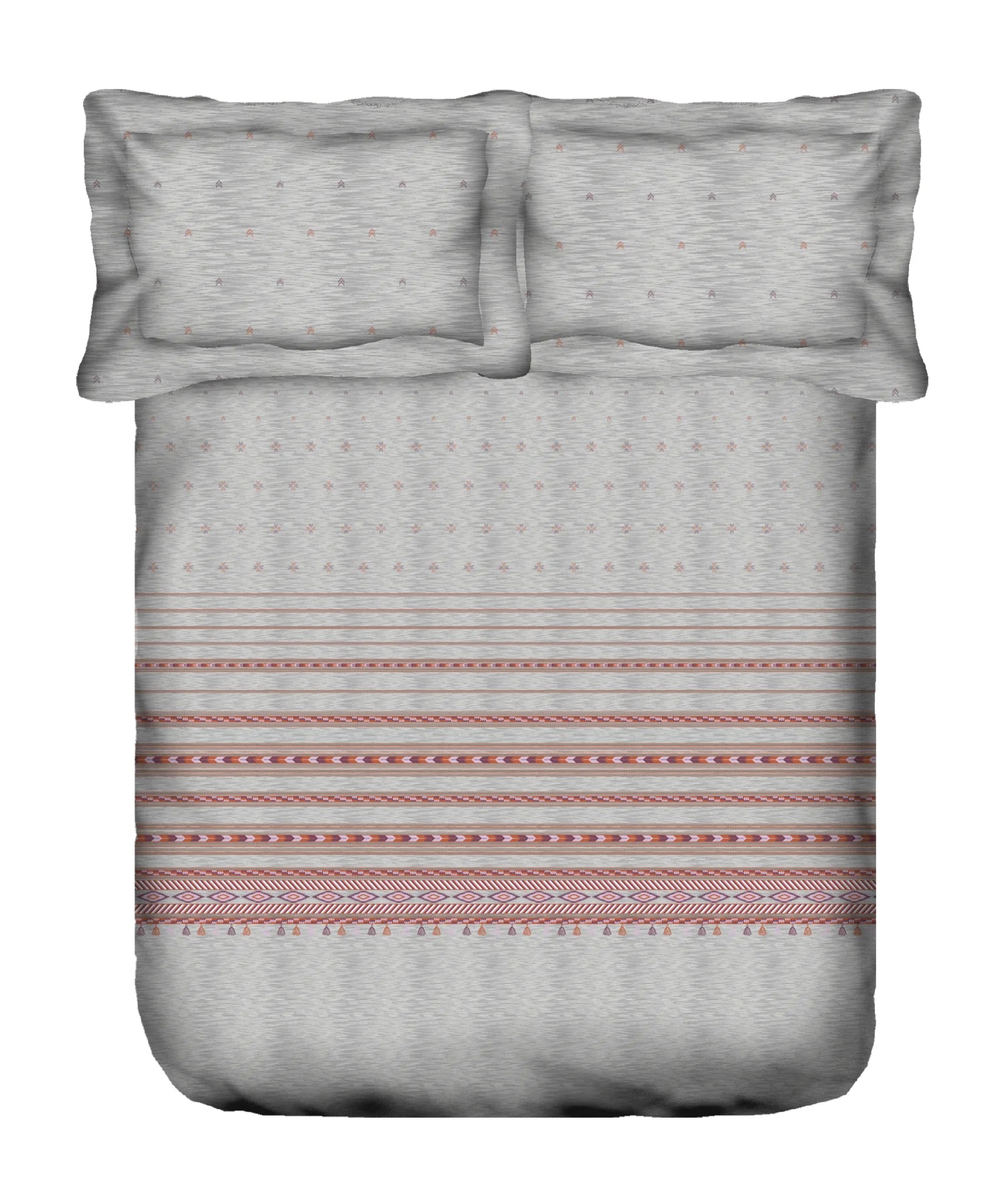 Sanskriti King Bedsheet Set, Kullu Shawl Grey| 180 TC Cotton| 2 Pillow Covers