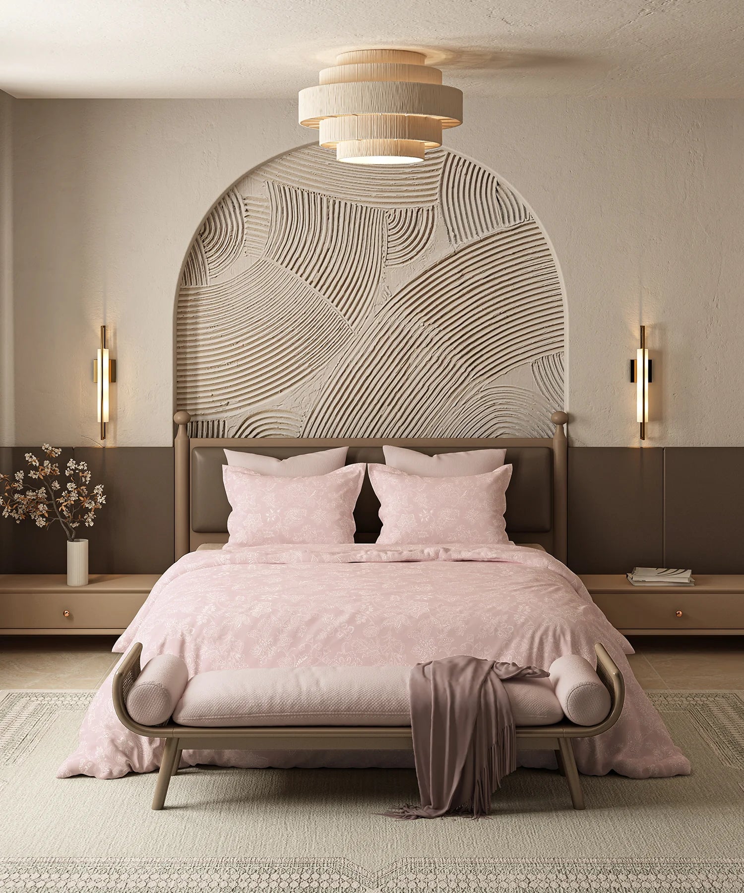 Home Essential Pastel Poetry Floral King Bedsheet, IRAJA BLUSH|144TC Cotton| 2 Pillow Covers
