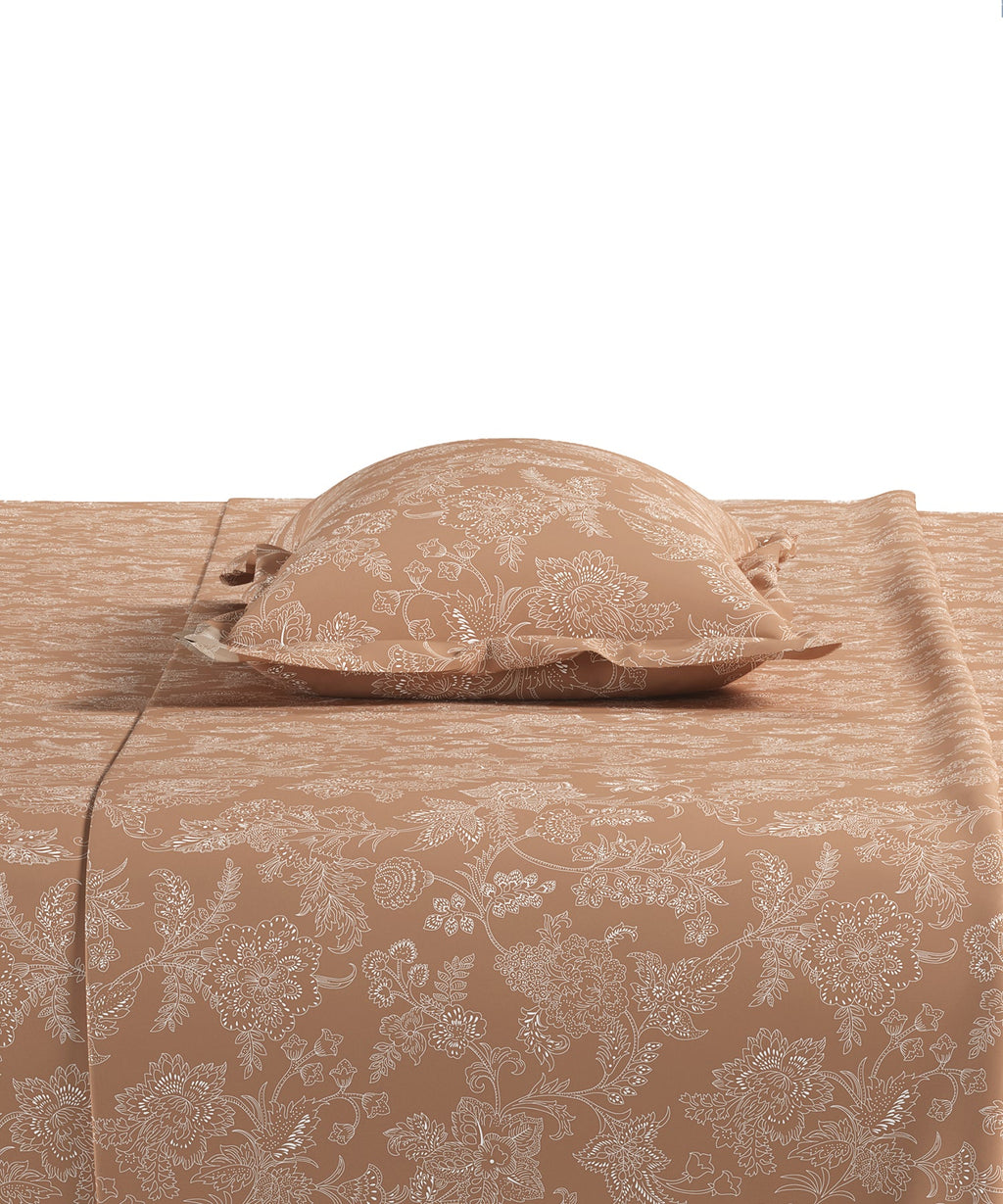Home Essential Pastel Poetry Floral King Bedsheet,IRAJA Ginderbread|144TC Cotton| 2 Pillow Covers