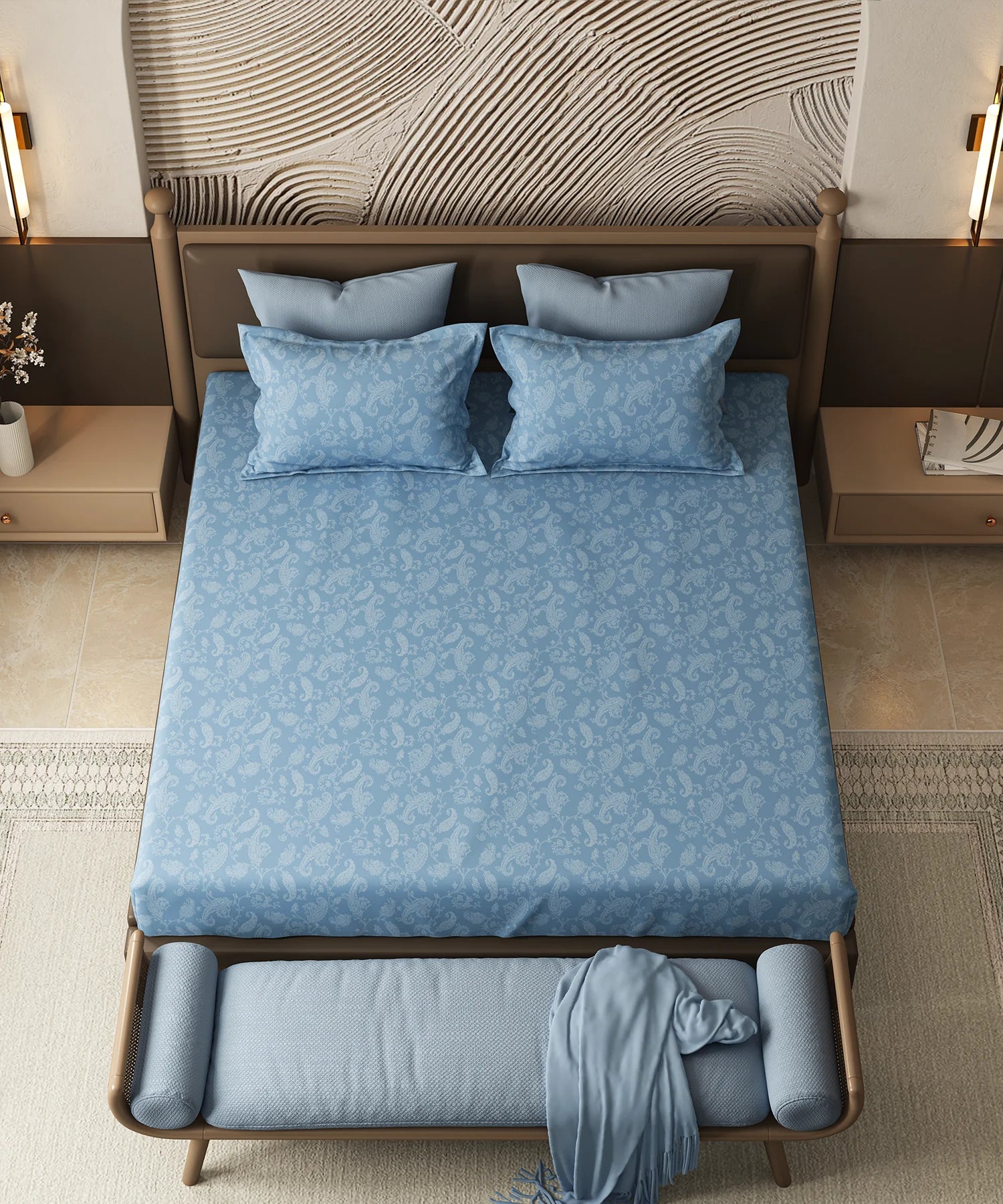 Home Essential Pastel Poetry Floral King Bedsheet, NITARA COPENHAGEN|144TC Cotton| 2 Pillow Covers