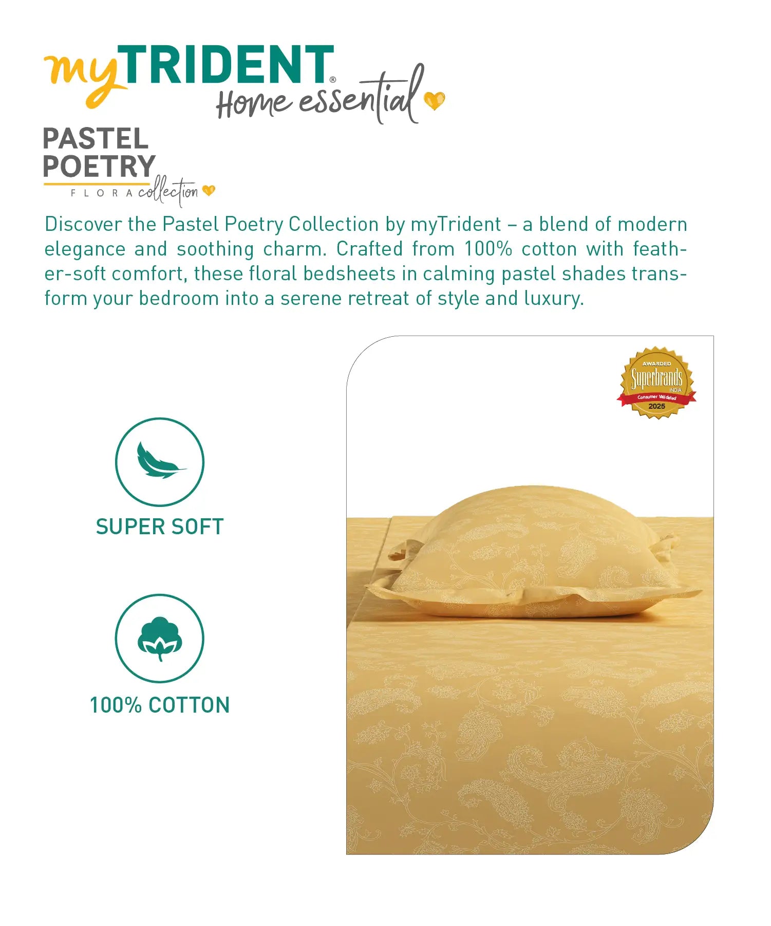 Home Essential Pastel Poetry Floral King Bedsheet, NITARA DAISY|144TC Cotton| 2 Pillow Covers
