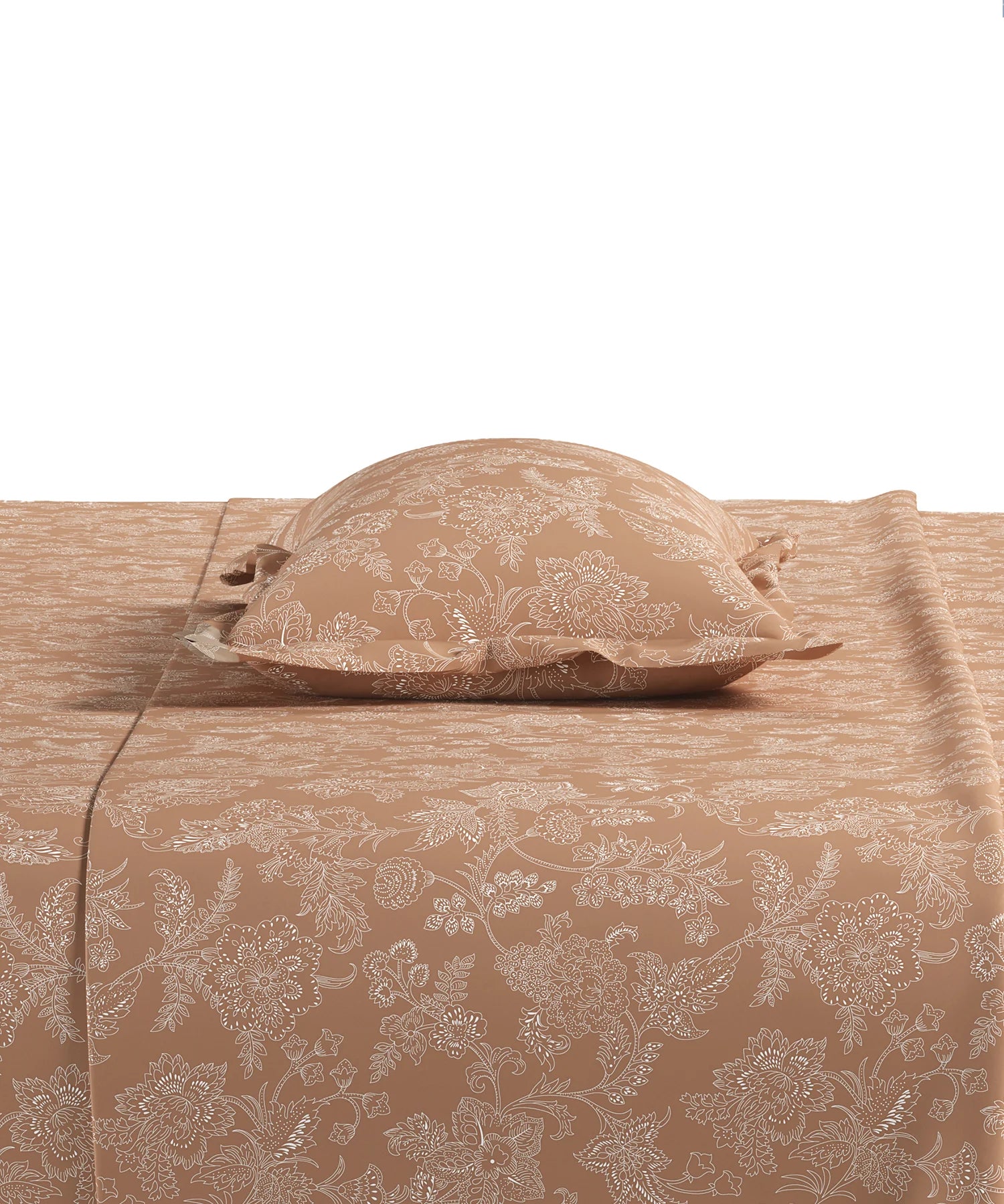 Home Essential Pastel Poetry Floral King Fitted Bedsheet,IRAJA GINGERBREAD|144TC Cotton| 2 Pillow Covers