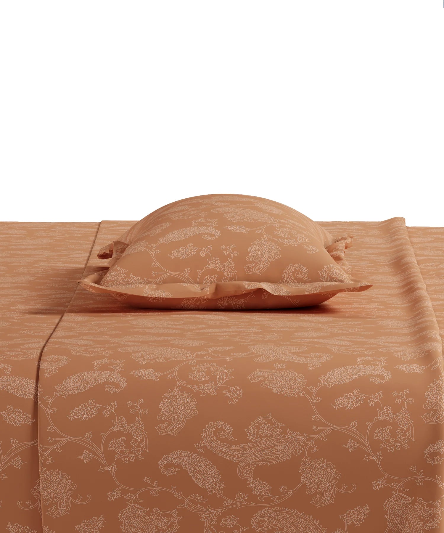 Home Essential Pastel Poetry Floral King Fitted Bedsheet, NITARA PAPAYA|144TC Cotton| 2 Pillow Covers