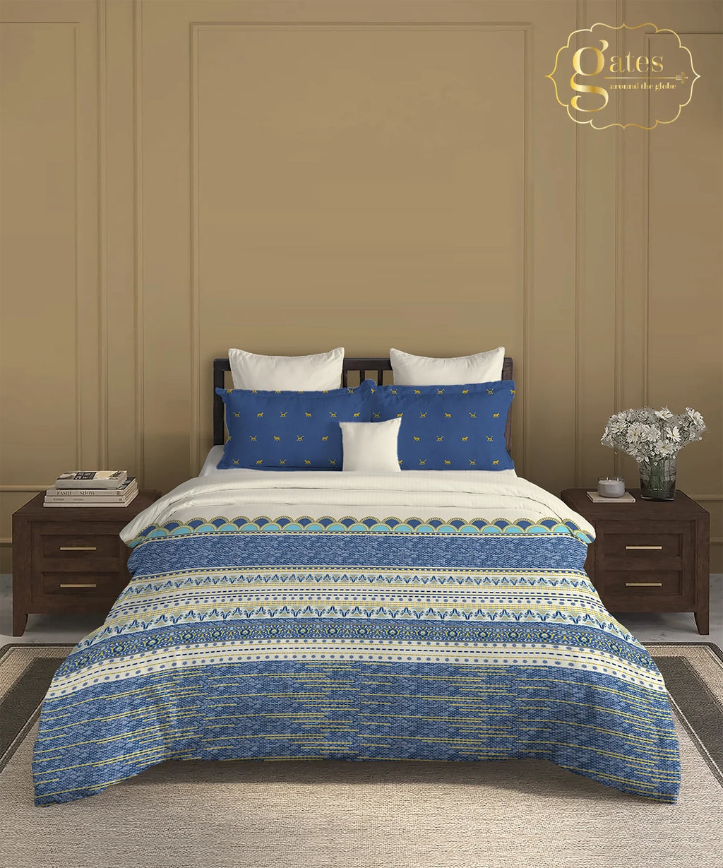 Gates Around The Globe King Bedsheet Set, Amara| 180 TC Cotton| 2 Pillow Covers