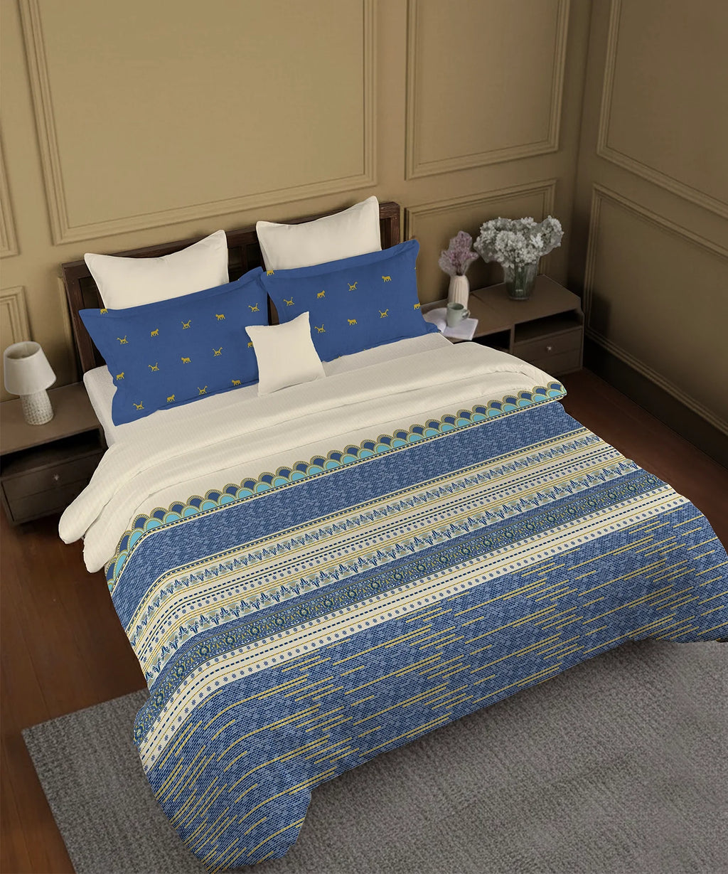 Gates Around The Globe King Bedsheet Set, Amara| 180 TC Cotton| 2 Pillow Covers