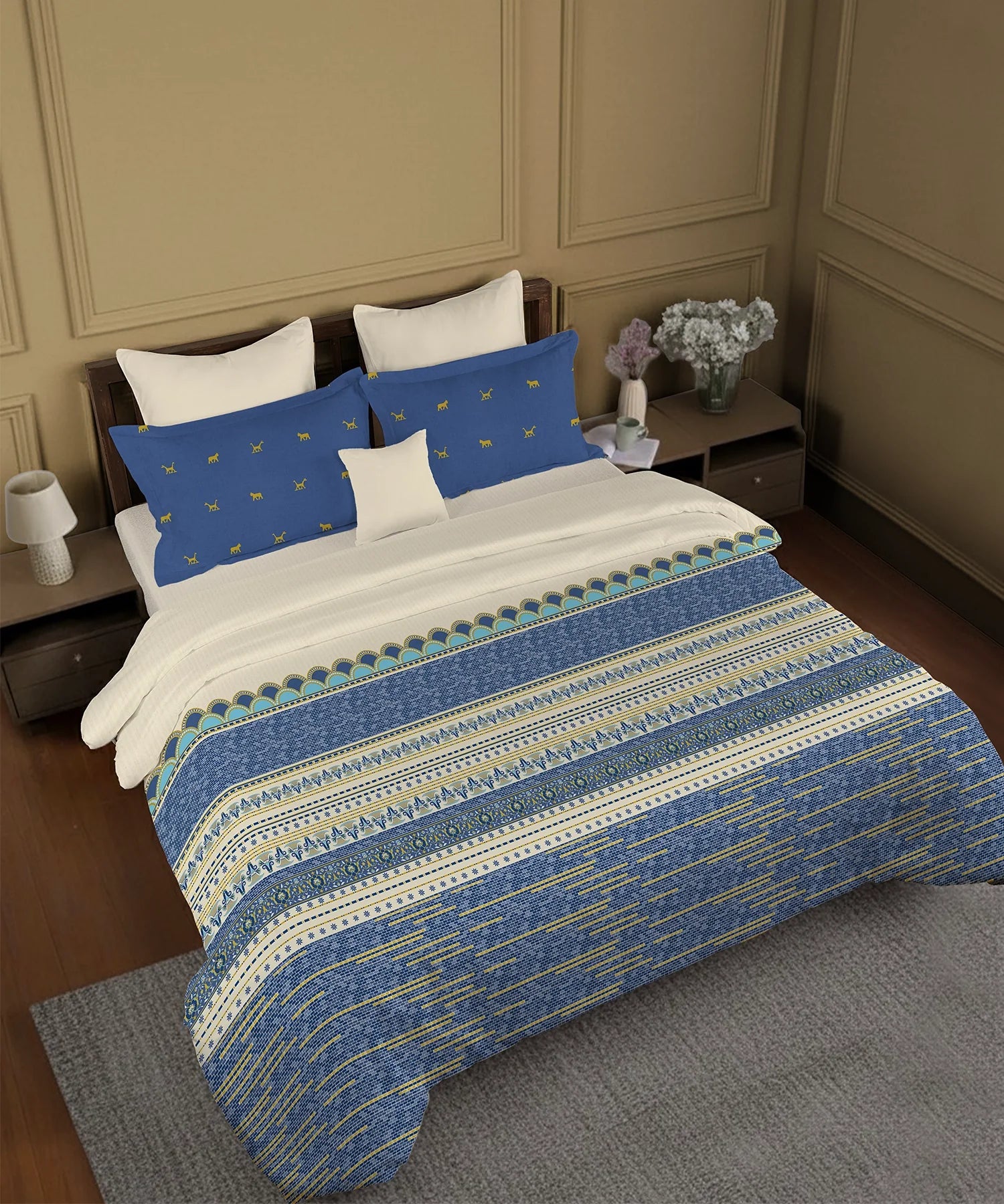 Gates Around The Globe King Bedsheet Set, Amara| 180 TC Cotton| 2 Pillow Covers