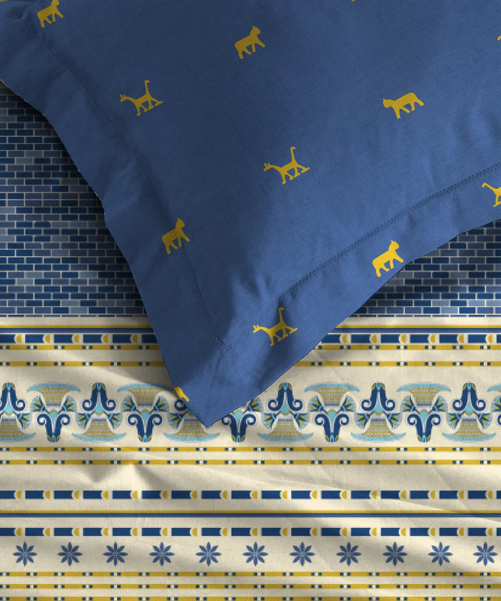 Gates Around The Globe King Bedsheet Set, Amara| 180 TC Cotton| 2 Pillow Covers