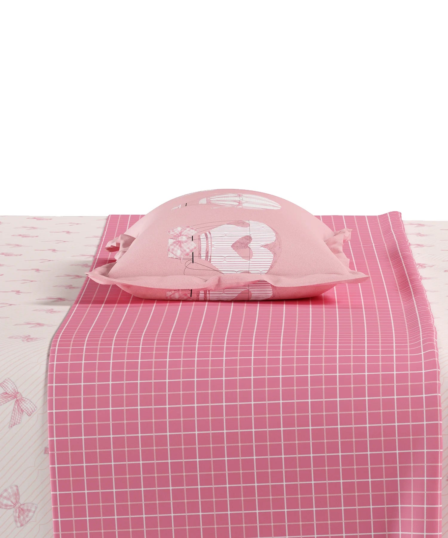 Juniors Double Bedsheet Set, Cue Coquette| 144TC Cotton|2 Pillow Covers & 2 Cushion Covers