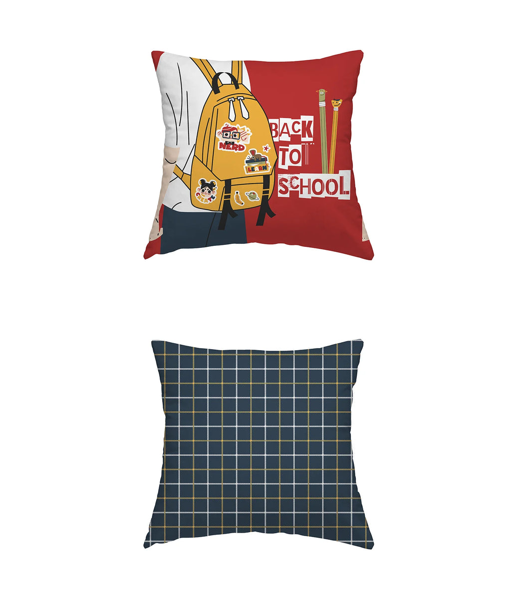 Juniors Double Bedsheet Set, Scribble Spot| 144TC Cotton|2 Pillow Covers & 2 Cushion Covers