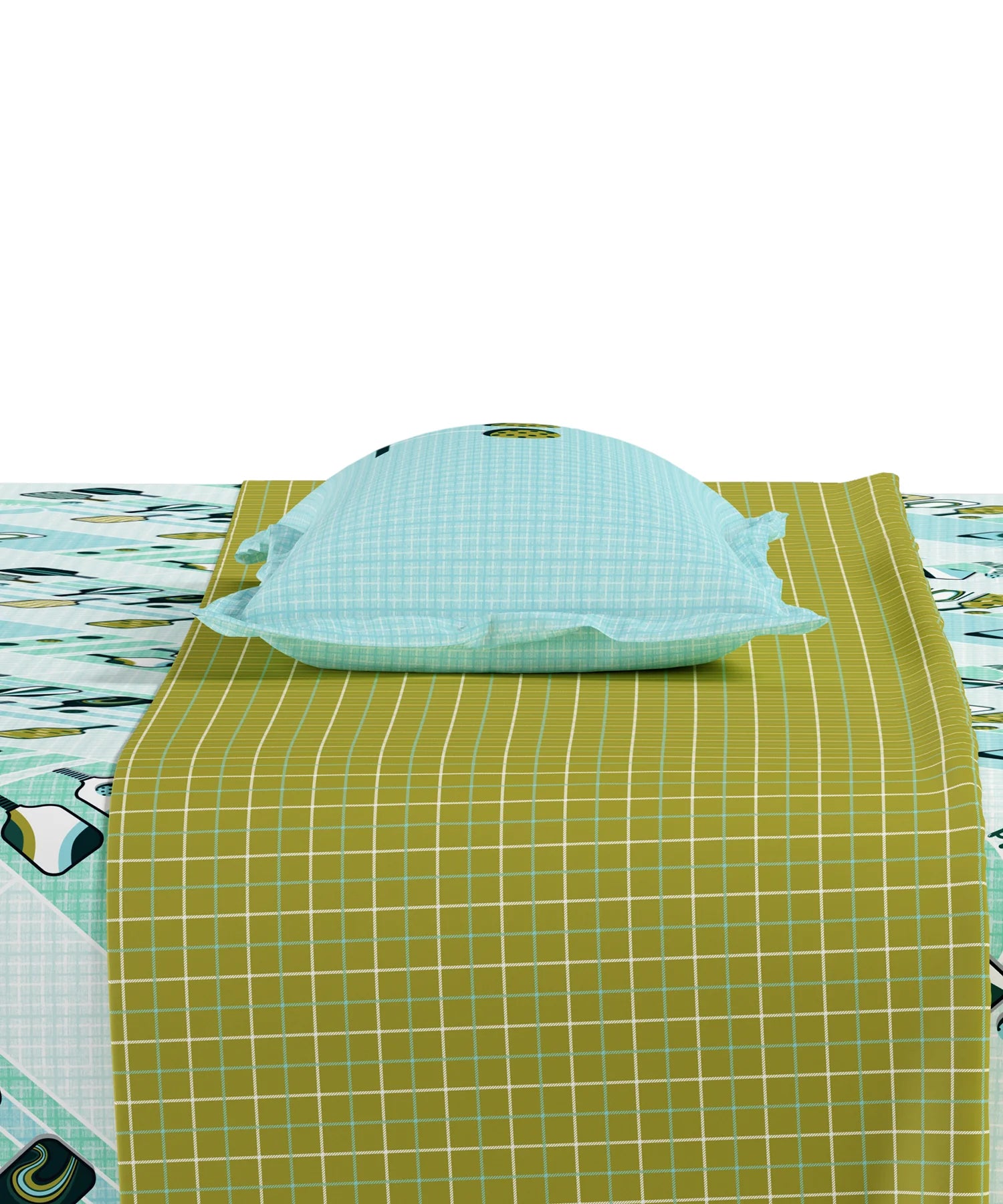Juniors Double Bedsheet Set, Smash It| 144TC Cotton |2 Pillow Covers & 2 Cushion Covers
