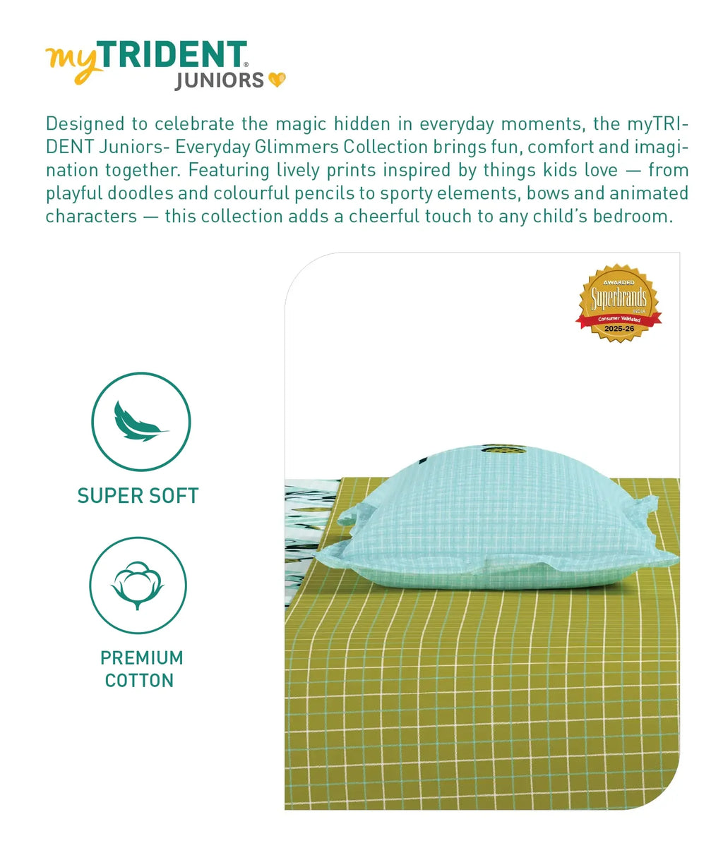 Juniors Double Bedsheet Set, Smash It| 144TC Cotton |2 Pillow Covers & 2 Cushion Covers