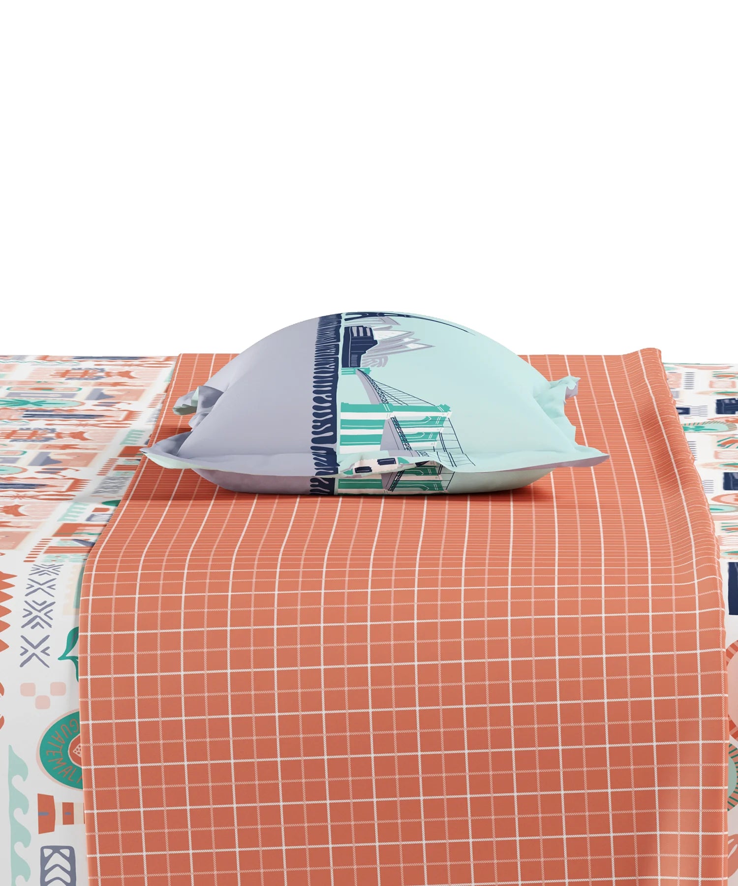 Juniors Double Bedsheet Set, Wander ways| 144TC Cotton|2 Pillow Covers & 2 Cushion Covers