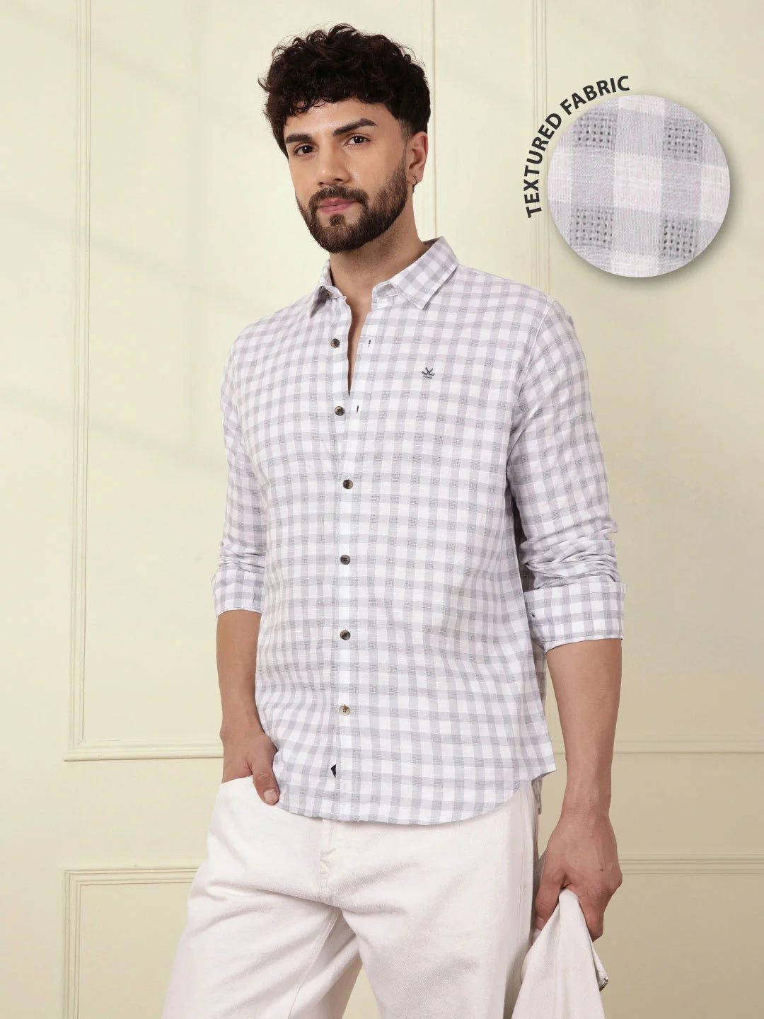 Textured Dobby Cotton Shirt | Grey