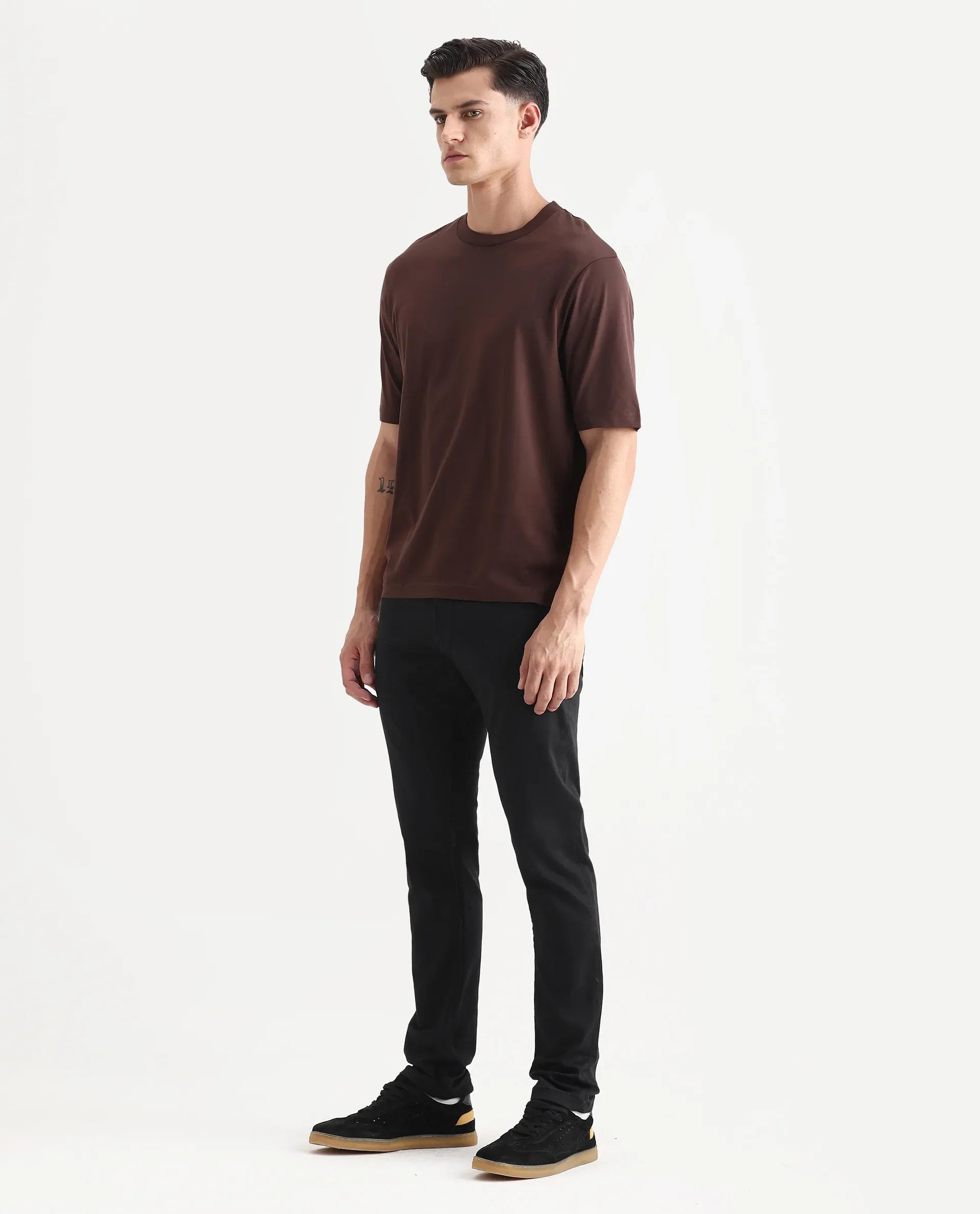 Rare Rabbit Men's Radley Black Cotton Plain Hawk Slim Fit Jeans