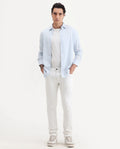 Rare Rabbit Men's Astred White Cotton Plain Hawk Slim Fit Jeans