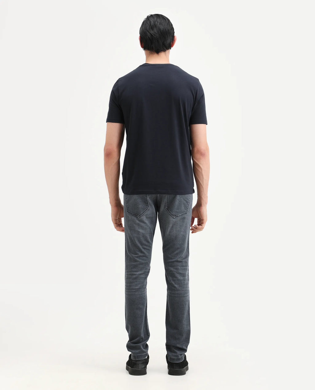Rare Rabbit Men's Delft Dusky Blue Cotton Plain Hawk Slim Fit Jeans