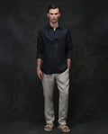 Rare Rabbit Men's Arcelo Beige 100% Linen Plain Regular Fit Trouser